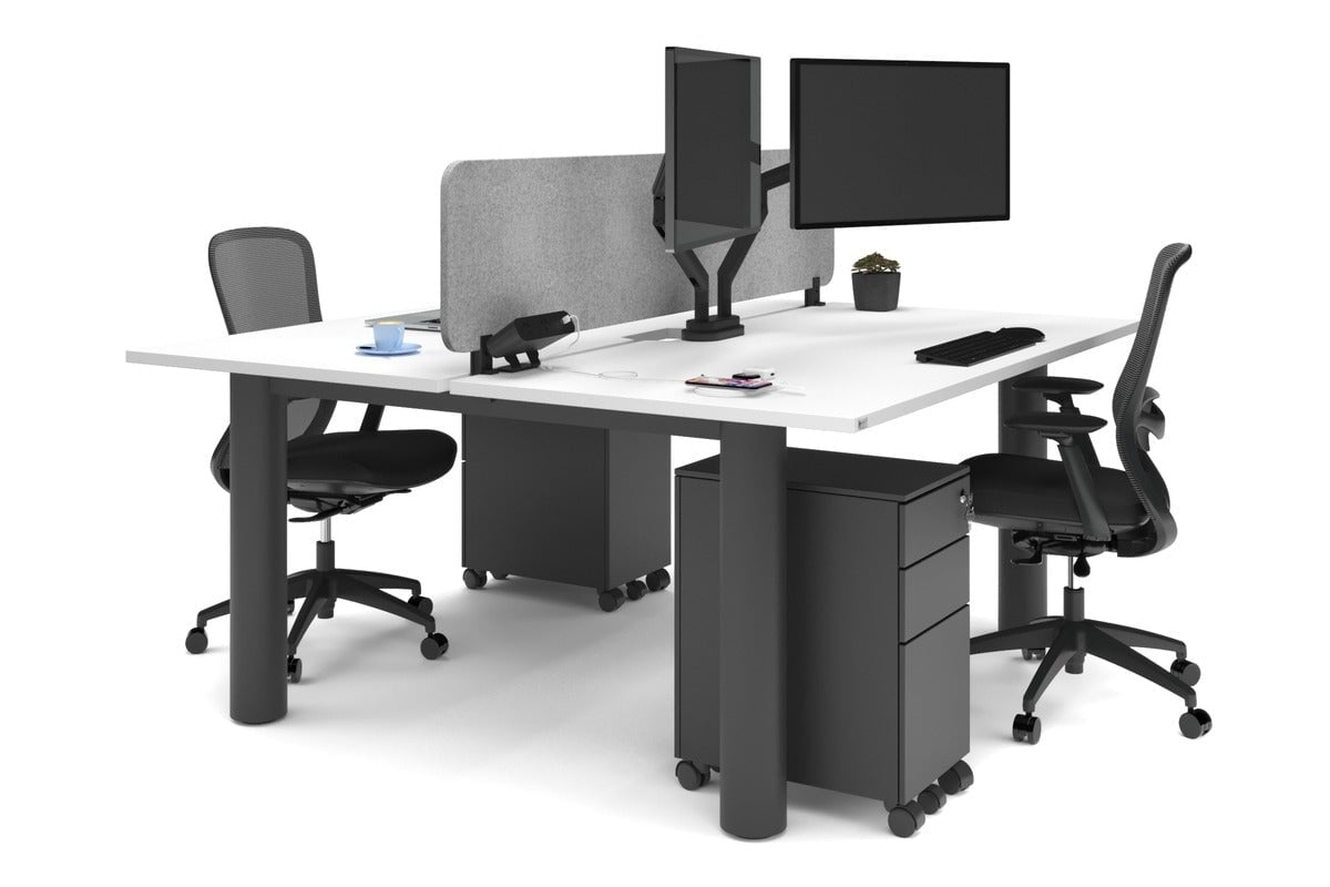 Quadro Cylinder Leg 2-Person Office Workstation Desk - 1600L x 800W with Cable Management Scallop - Perfect for Collaborative Workspaces & Modern Offices