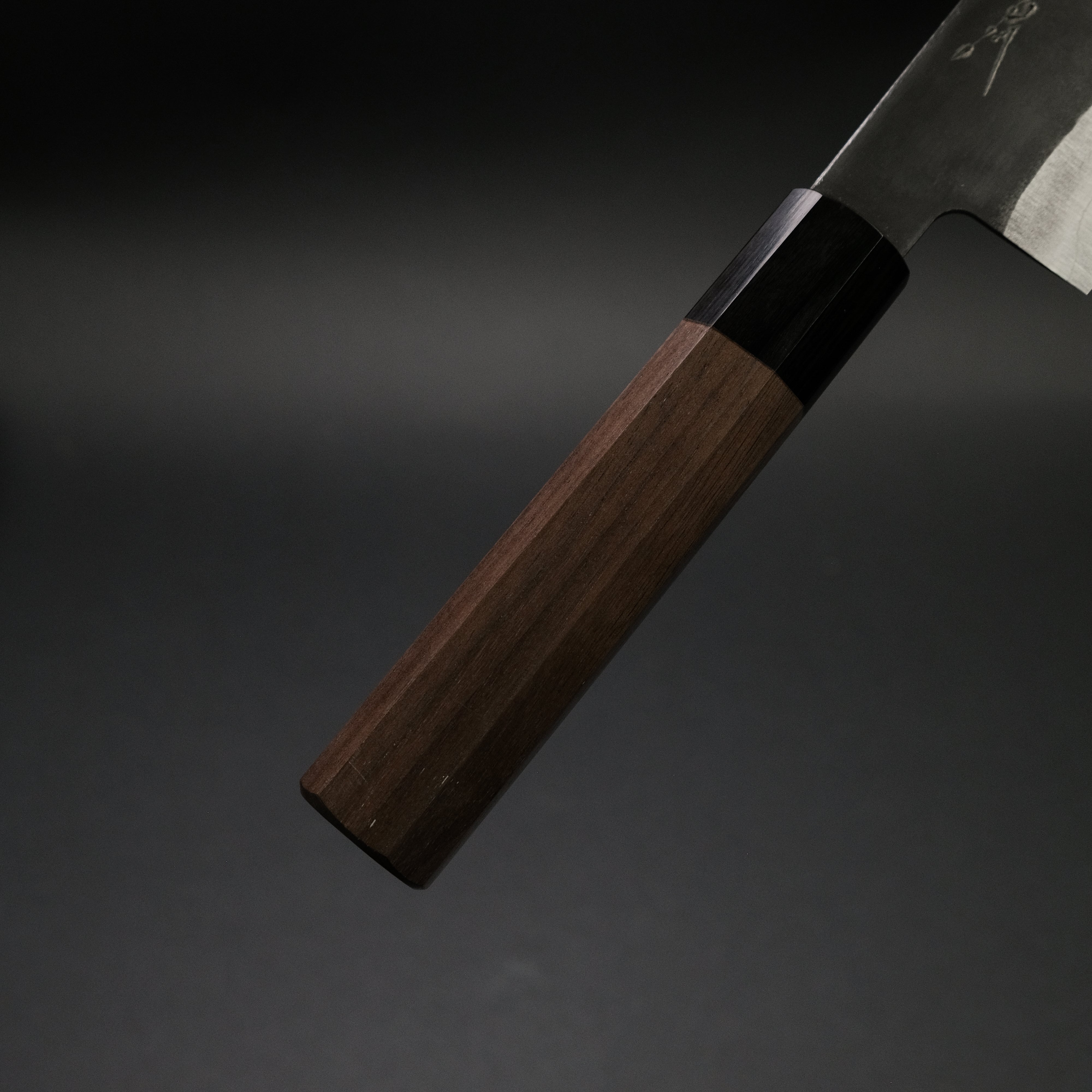 Hitohira Harima Blue Super Stainless Clad Bunka Knife 180mm - Japanese Walnut Handle - Professional Chef Knife for Slicing, Dicing & Chopping Vegetables, Meat & Fish