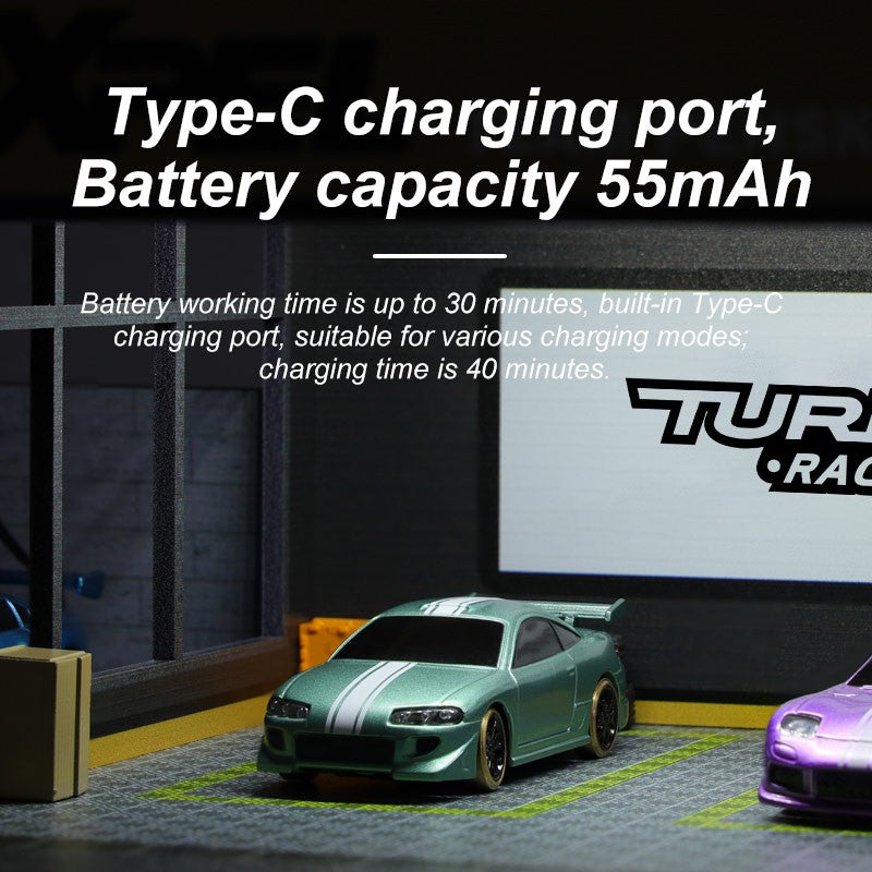 Turbo Racing C61 C62 C63 C64 RC Drift Car 1:76 Scale Mini Remote Control Vehicle with Built-in Gyroscope - Perfect for Indoor Racing, Drift Competitions & Collectors