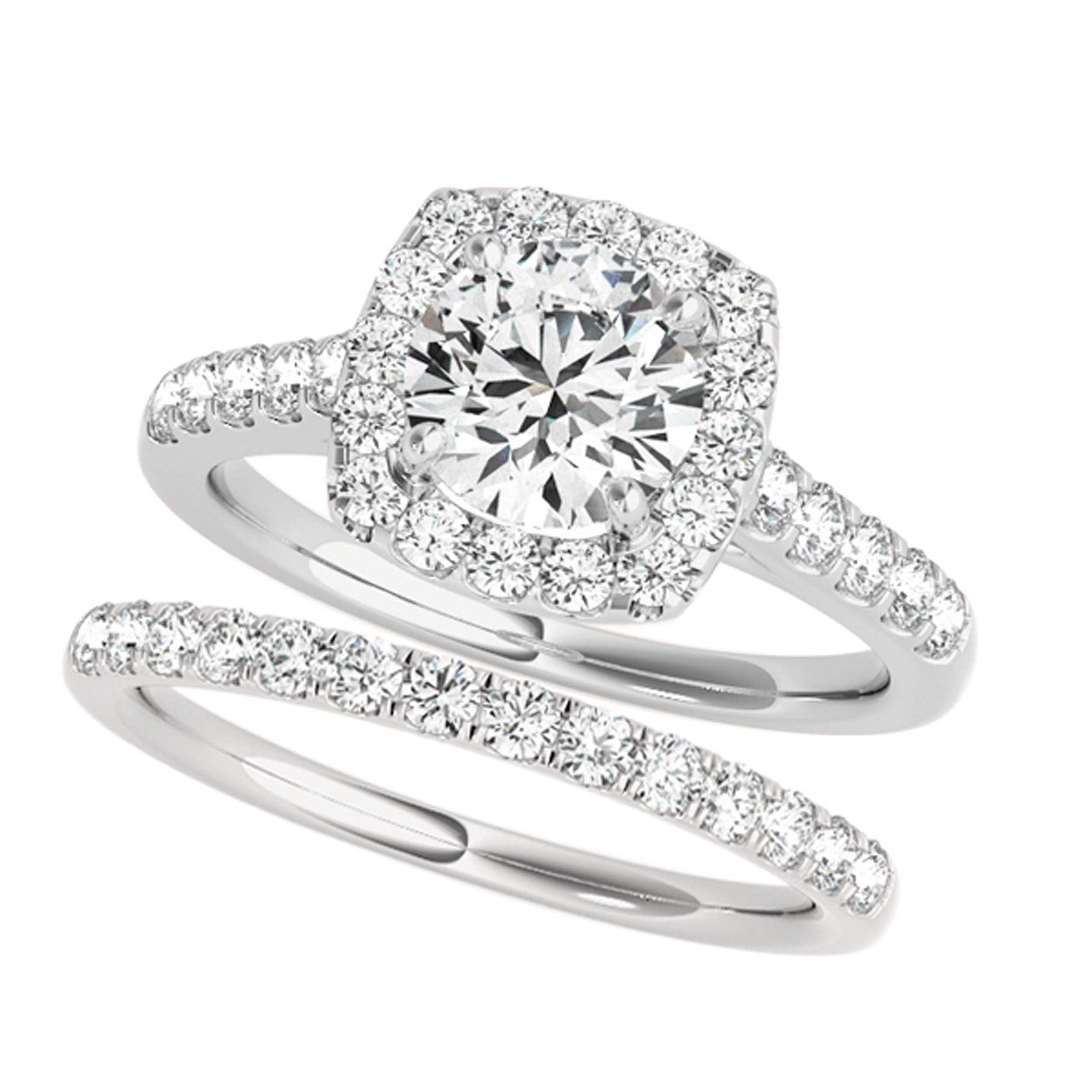 1.25 Carat Halo Diamond Engagement Ring Set for Women - 10K Solid Rose, White & Yellow Gold Bridal Jewelry - Perfect for Proposals, Anniversaries & Special Occasions