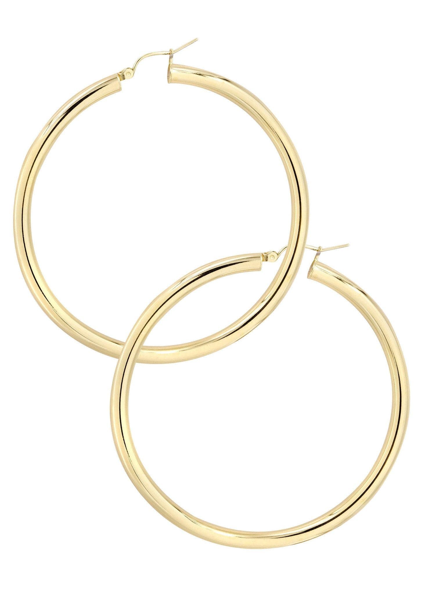 10K Gold Plain Hoop Earrings for Women - Adjustable Size (10mm-50mm) | Classic Minimalist Jewelry for Everyday Wear, Parties & Gifts