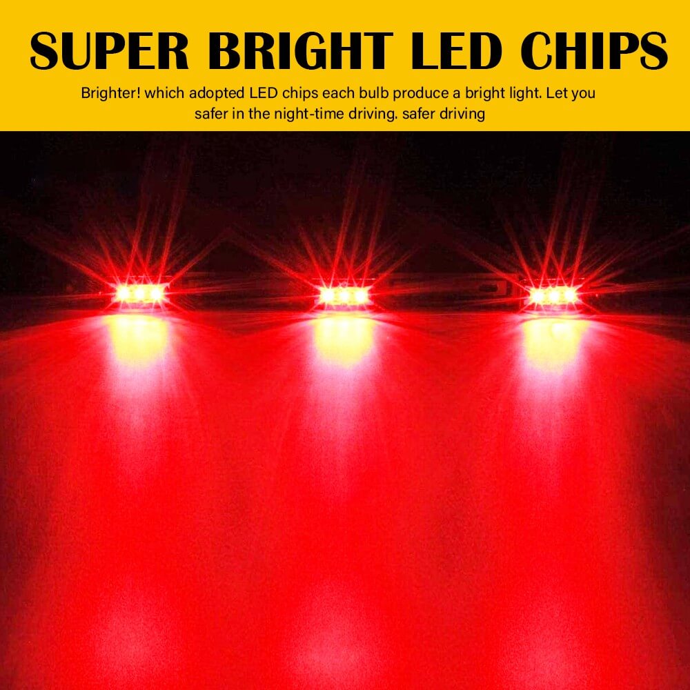 14.17 Inch Red LED Truck Trailer Light Bar with Stainless Steel Bracket - Waterproof & Durable for Semi Trucks, Trailers, RVs, ID Lights - Perfect for Night Driving & Road Safety