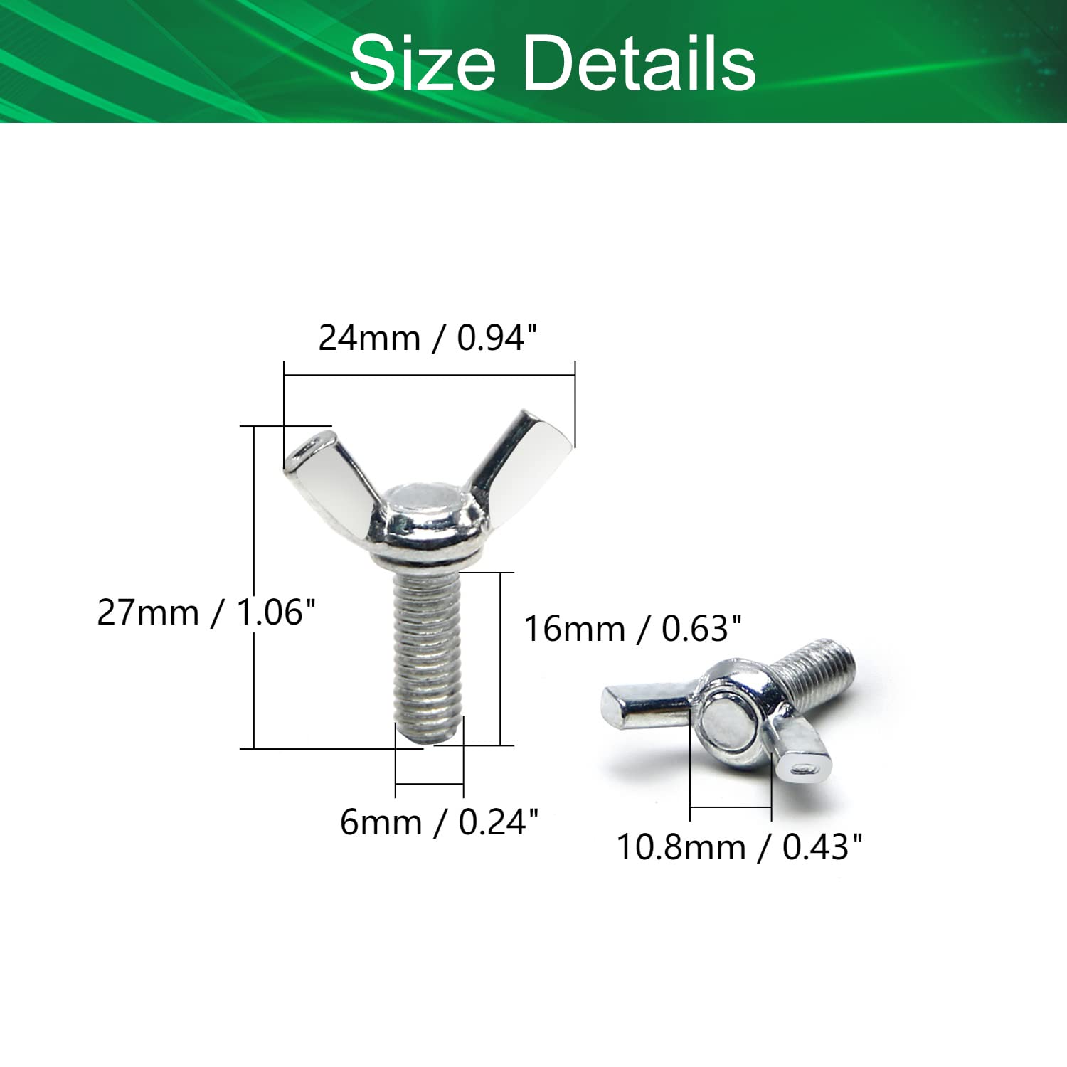 M6x16mm Wing Screws Bolts 10Pcs - Carbon Steel Thumb Screws for DIY & Machinery