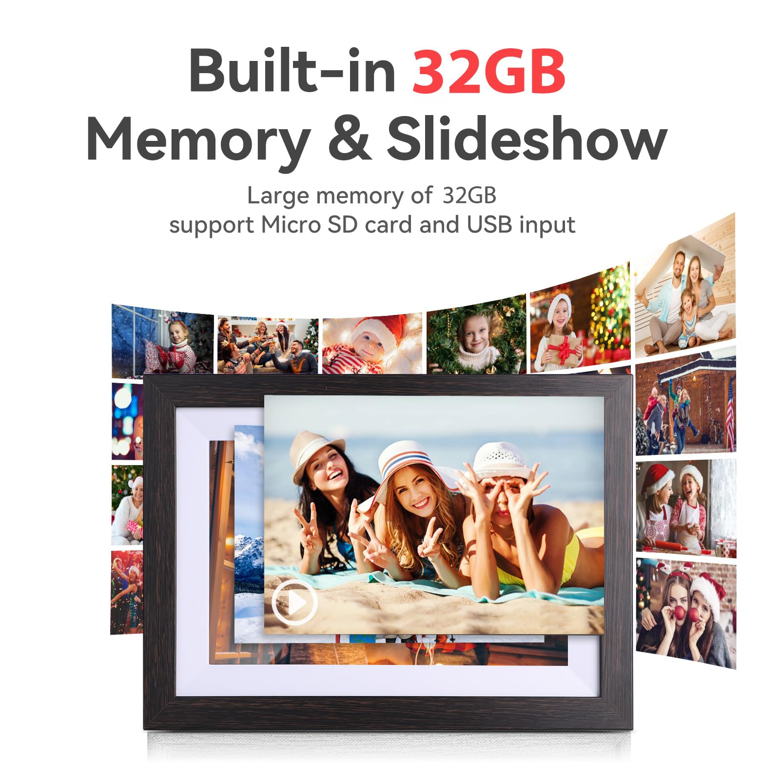 10.1 Inch WiFi Digital Photo Frame - 1280x800 IPS Touch Screen, Auto Play, Wall Mountable, Share Photos & Videos Remotely via Frameo App | Perfect Gift for Family, Home & Office Decor
