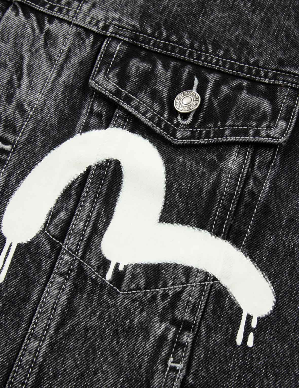 Stylish Loose Fit Denim Jacket with Graphic Print & Seagull Design - Trendy Streetwear for Casual Outings & Music Festivals
