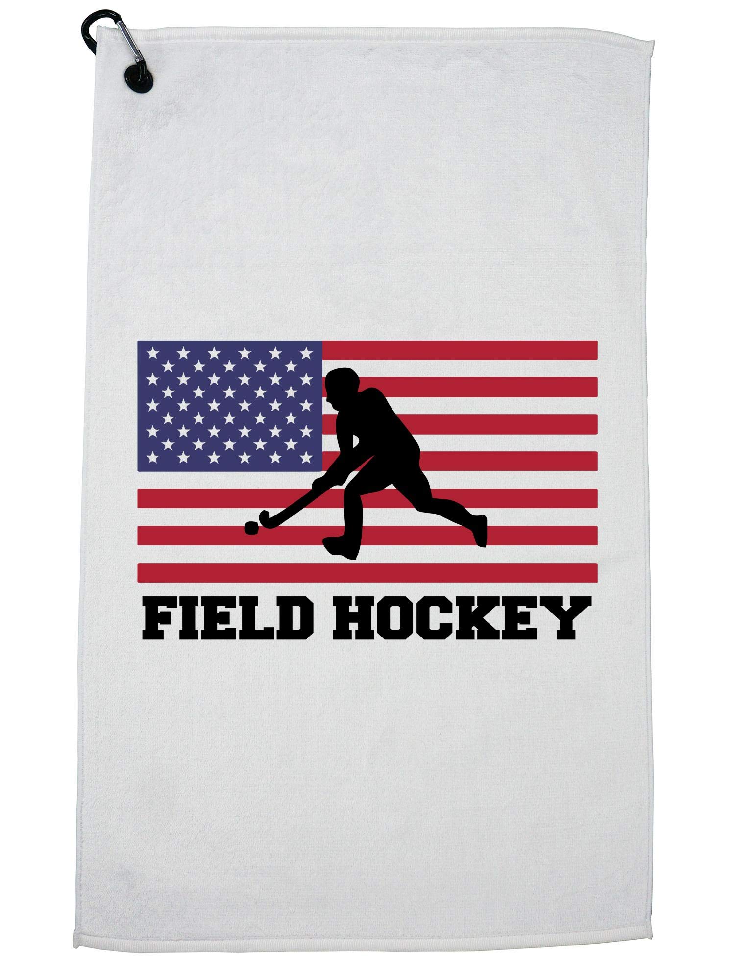 USA Field Hockey Flag Golf Towel - Carabiner Clip for Sports & Travel