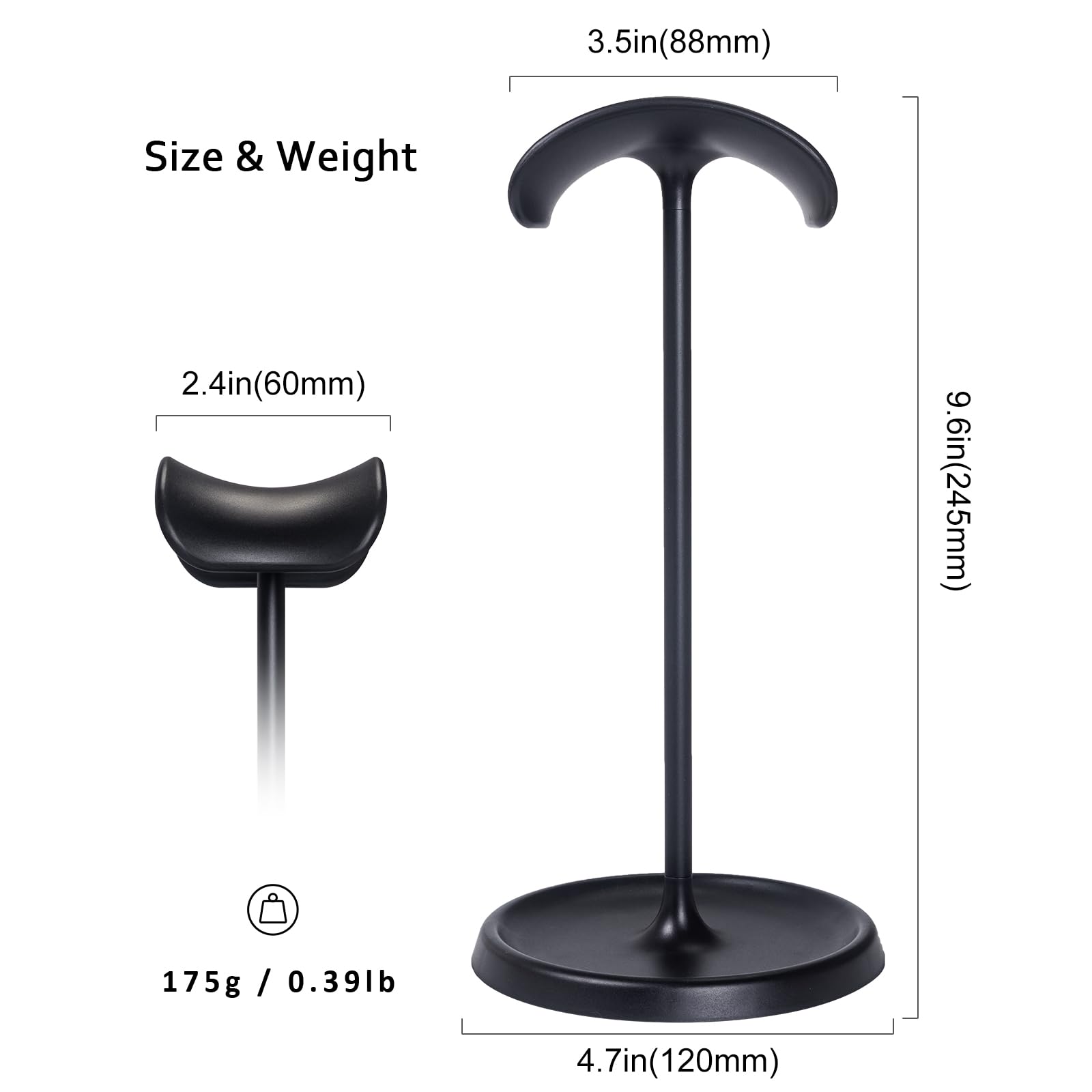 Premium Headphone Stand with Storage Tray - Heavy Base Gaming Headset Holder for AirPods Max, AirPods Pro, Beats, Bose, Sony & More - Perfect for Desk Organization & Gaming Setup (Black)
