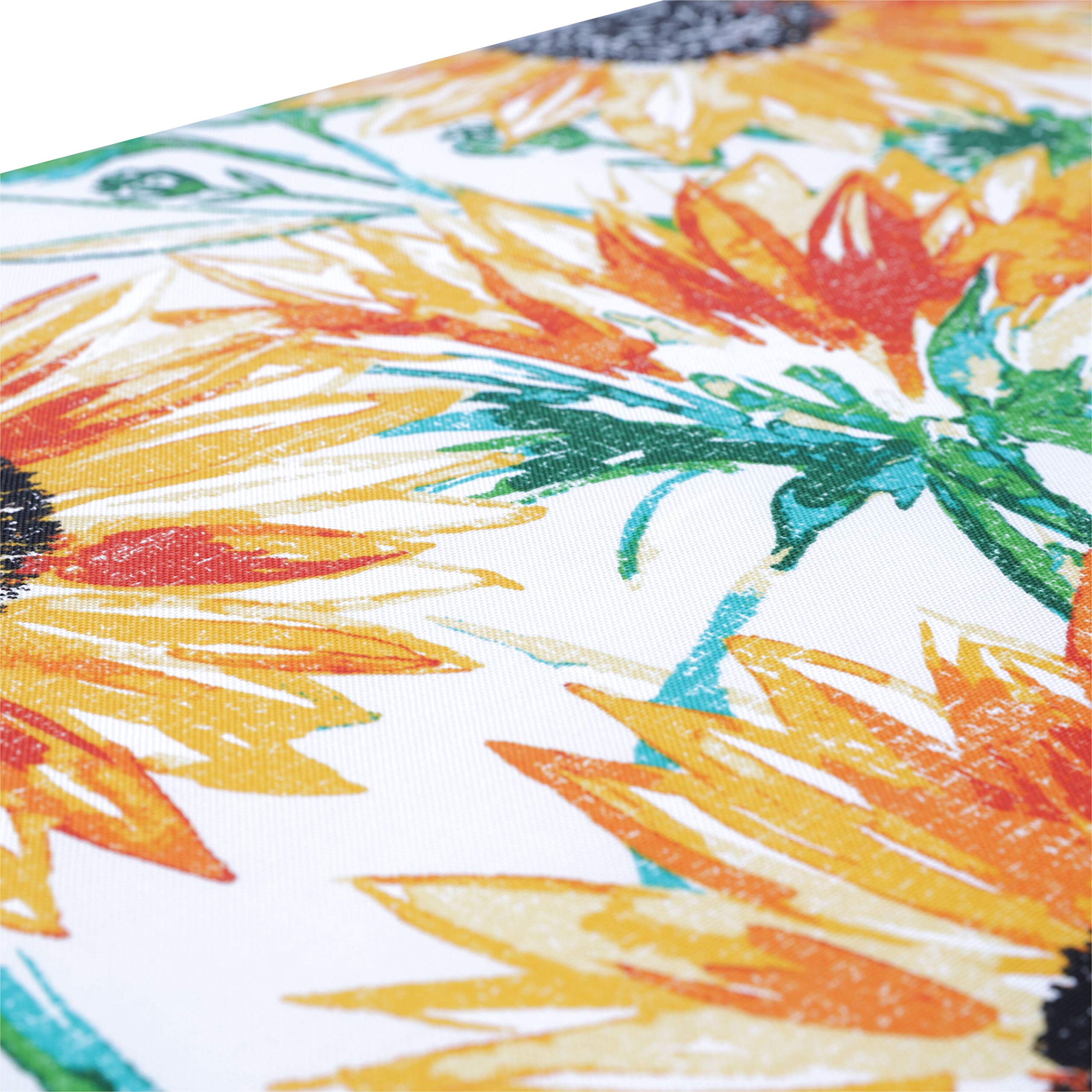 Pillow Perfect Bright Floral Indoor Outdoor Chair Cushion - 1-Piece Split Back Design with Ties, Rounded Corners & Deep Seat - Weather & Fade Resistant - 40.5 x 21 Inches - Yellow Green Sunflower Pattern - Perfect for Patio, Deck, Garden & Poolside Furniture