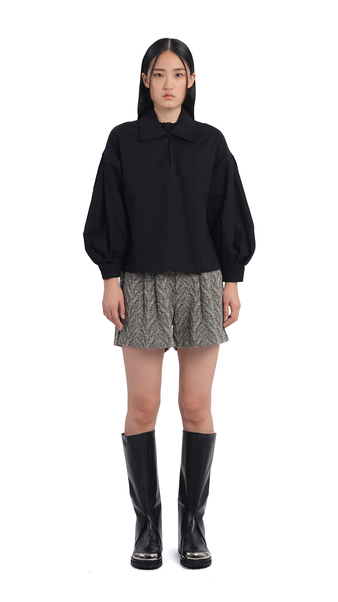 Elegant Pleated Sleeves Blouse for Women - Trendy Ruffled Tops for Casual Wear & Office Outfits