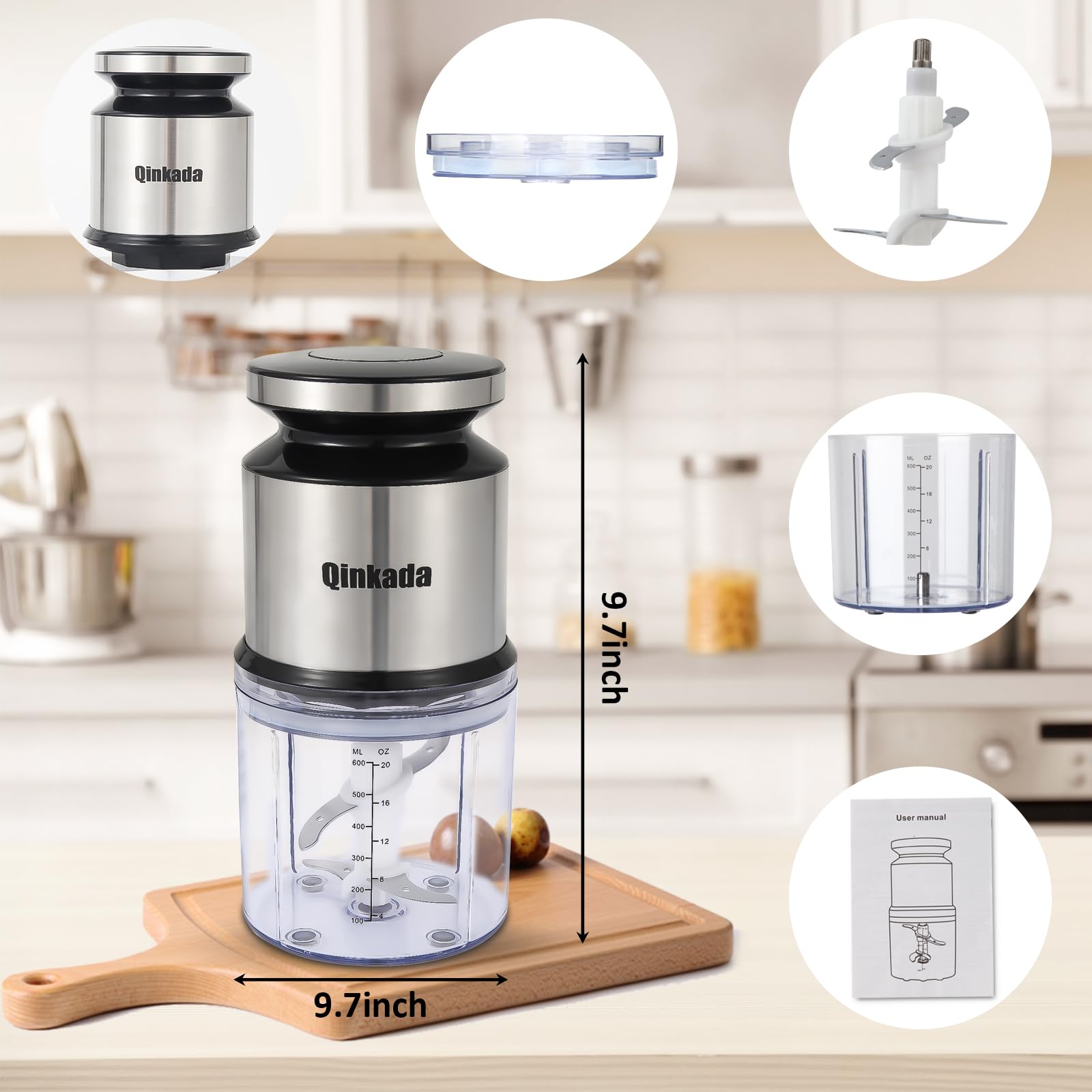 **Mini Food Processor 2.5 Cup (600ml) 400W Electric Blender & Chopper for Baby Food, Fruits, Vegetables, Meat – Perfect for Purees, Smoothies & Meal Prep (Silver)**    *(Ideal for busy parents, healthy eaters, and home chefs – great for making baby food, smoothies, dips, sauces, and quick meal prep!)*