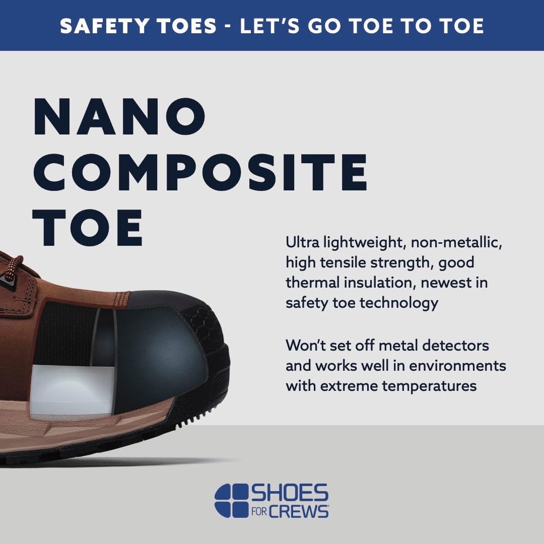 Non-Slip Work Shoes for Men & Women - Shoes for Crews Tigon III with Nano Composite Toe (NCT) | Water Resistant Safety Footwear for Restaurant, Kitchen & Industrial Workers