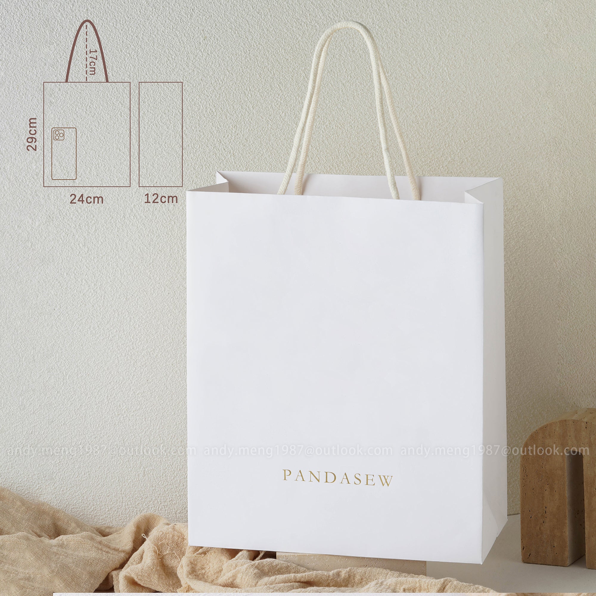 50pcs Custom A6Y & A6S Jewelry Gift Bags - 9.5x4.7x11.5 Inches Large Paper Bags for Jewelry Packaging, Personalized Gift Wrapping, Boutique Retail & Wedding Favors