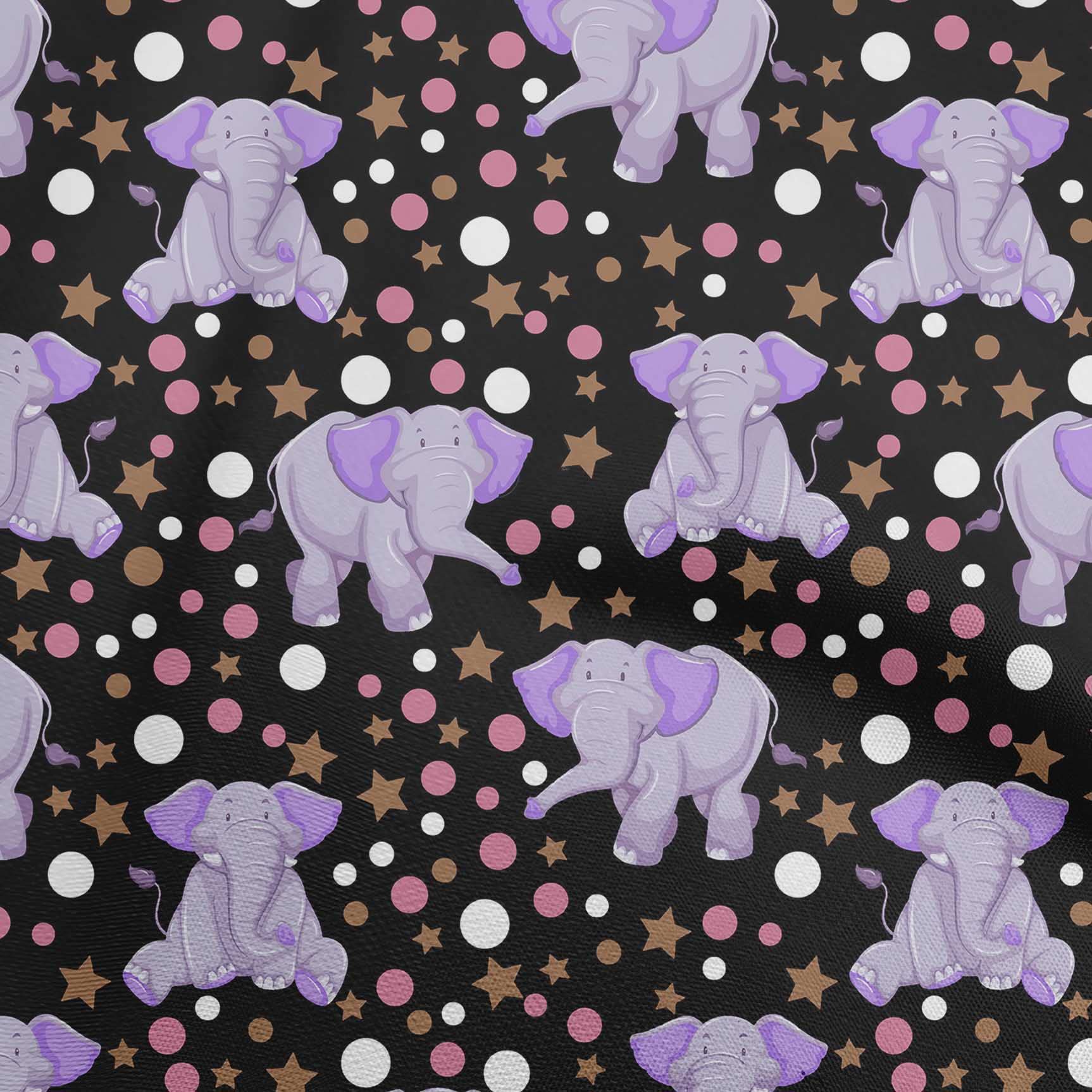 Premium 100% Cotton Poplin Twill Black Circus Print Fabric by The Yard - 56