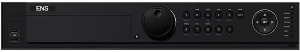 ENS SD5432/48I-K 32-Channel All-in-One Turbo HD DVR for Security Surveillance - Supports 48 IP Cameras, H.265 Compression, 8MP@8FPS, 5MP@12FPS, HDMI/VGA/CVBS Output, 4 SATA Ports, 4K Resolution, Alarm I/O, RS-232/RS-485 - Ideal for Home, Office & Business Security Systems
