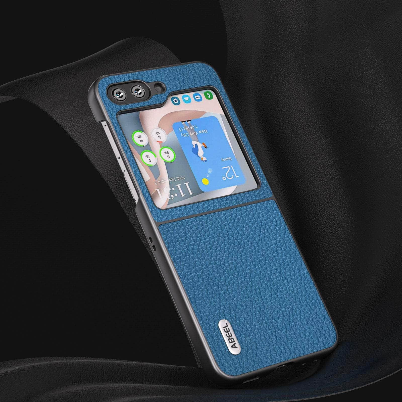 Premium Real Cow Leather Case for Samsung Galaxy Z Flip 5 | Slim Protective Cover with Card Holder | Perfect for Business, Travel & Everyday Use