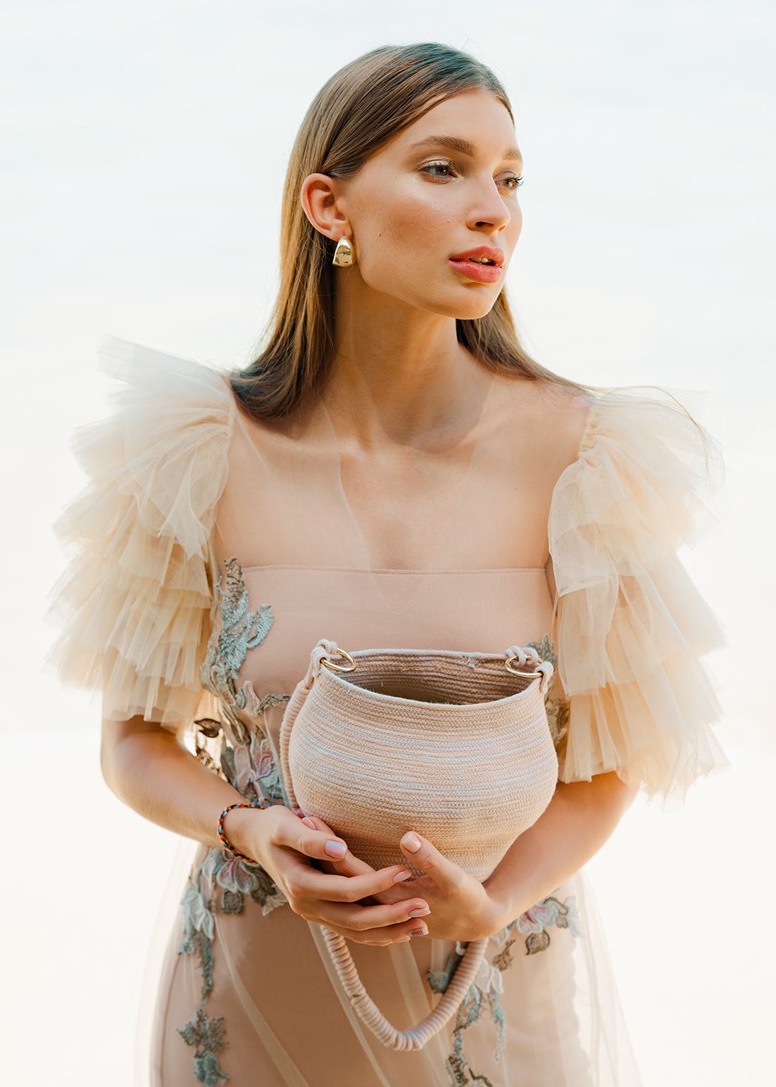 KRATER Eco-Friendly Vase Bag in Nude Beige - Perfect for Home Decor, Wedding Centerpieces & Boho Chic Style