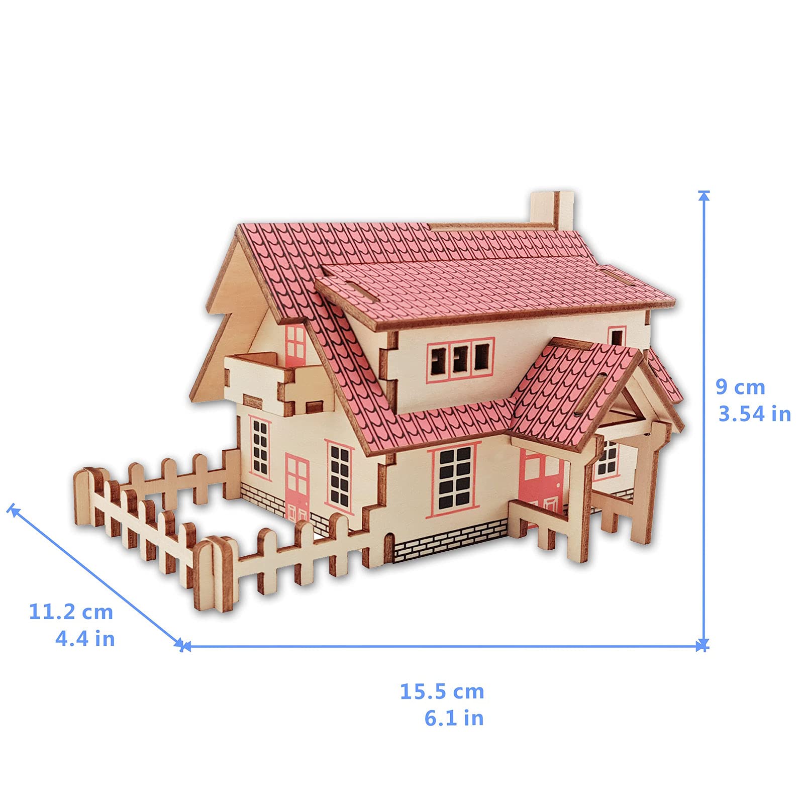 3D Wooden Puzzle for Kids Ages 14+ and Adults - Western Style Cabin with Mini House (20 Pieces) - Educational STEM Toy & Creative Gift for Family Game Night, Birthday Parties, and Home Decor