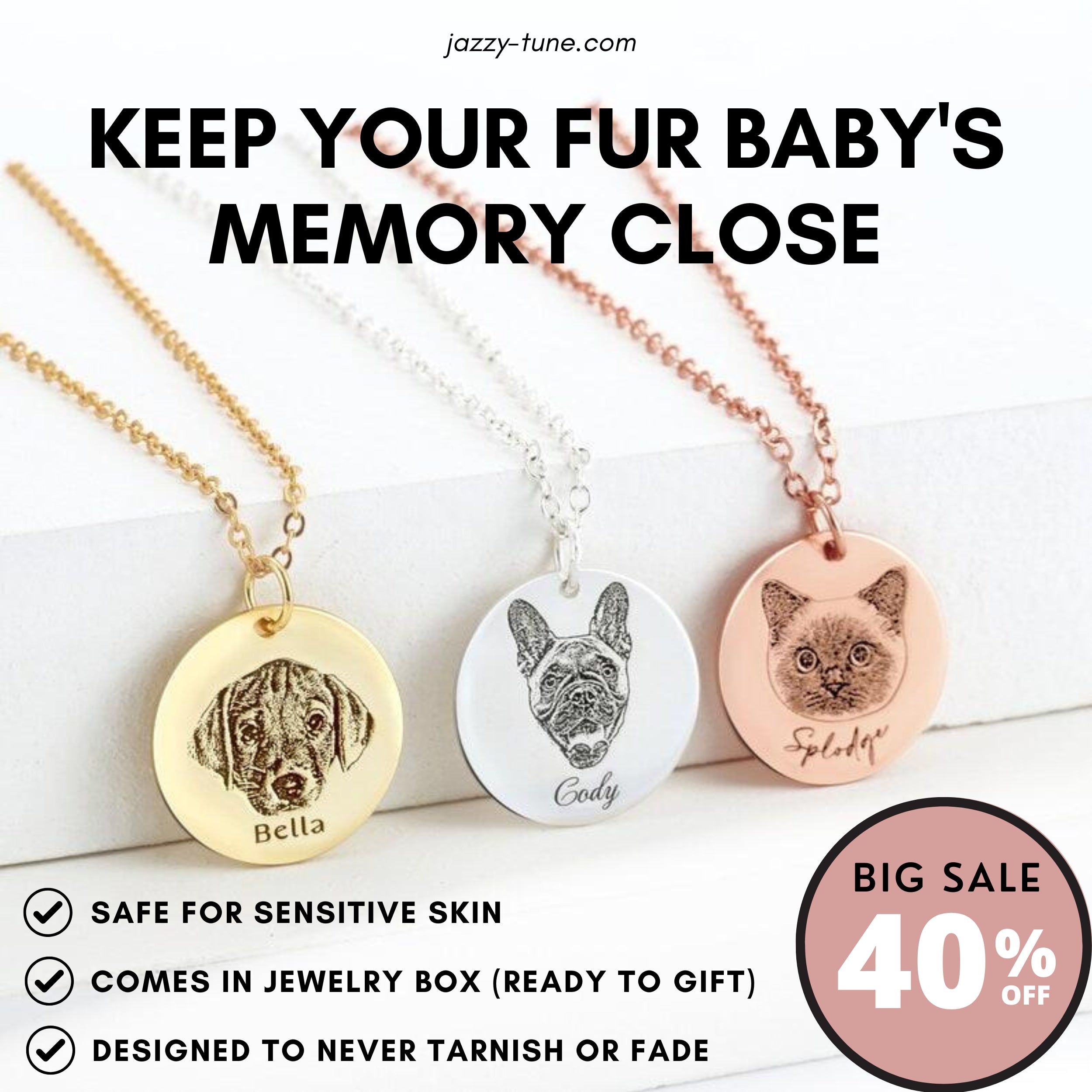 Personalized Pet Photo Disc Pendant Necklace - Custom Engraved Memorial Jewelry for Dogs & Cats - Perfect Gift for Pet Lovers, Anniversary & Special Occasions | XL5117