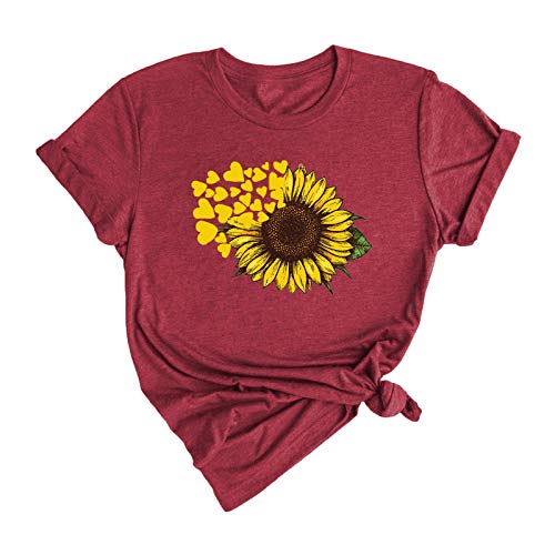 **Women's Sunflower Print Crewneck T-Shirts & Plus Size Tank Tops - Summer Workout Crop Tops for Casual Wear, Gym & Outdoor Activities**