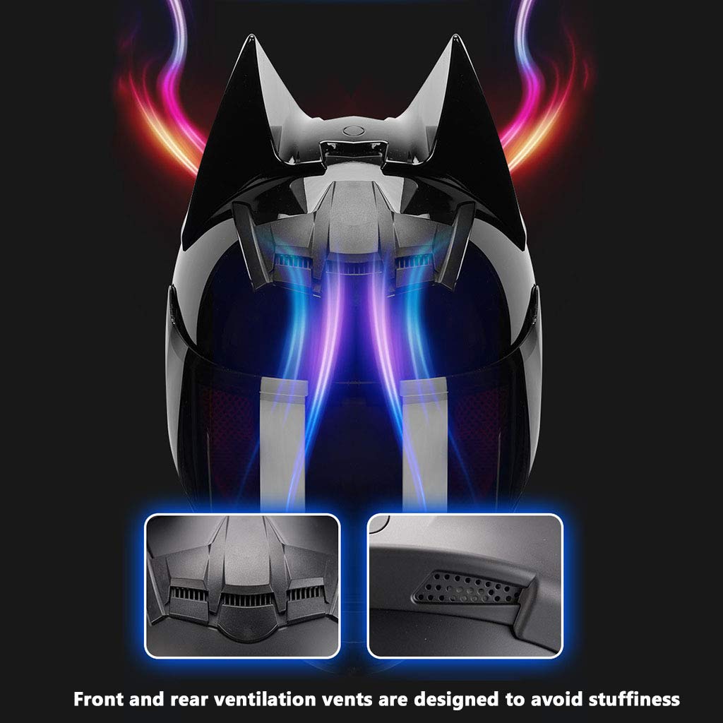 Cool Cat Ear Knight Full Face Motorcycle Helmet - DOT Certified Electric Scooter Helmet for Men & Women - Perfect for Summer Riding, Racing & Couple Matching - Ideal for Urban Commuting, Scooter Adventures & Motorcycle Enthusiasts