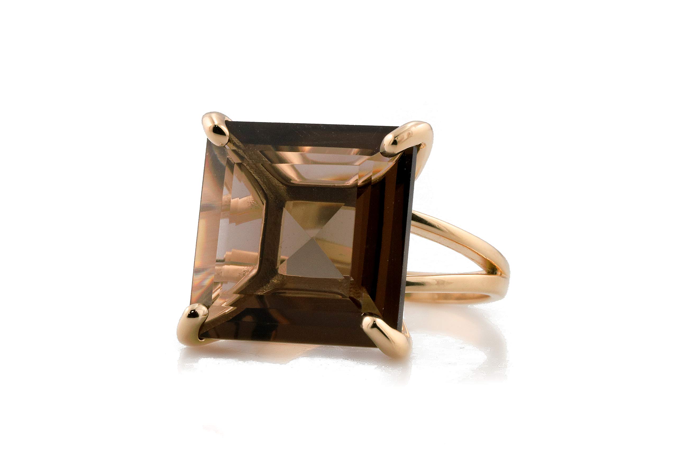 14K Gold Smoky Quartz Ring for Women - Handmade Natural Gemstone Statement Jewelry - Custom Sizes & Engraving - Elegant Gift Box Included - Perfect for Weddings, Anniversaries & Special Occasions