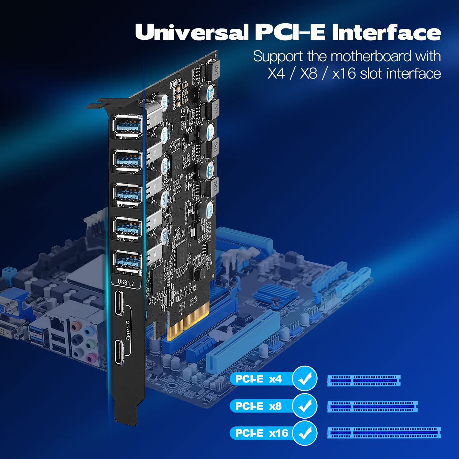 7-Port PCIe USB 3.2 Gen 2 Expansion Card - 10Gbps SuperSpeed (2x USB-C + 5x USB-A) - Internal USB Hub for Windows 10/8/7 & Mac OS 4.1/5.1+ - Perfect for Gaming PCs, Workstations & Content Creation