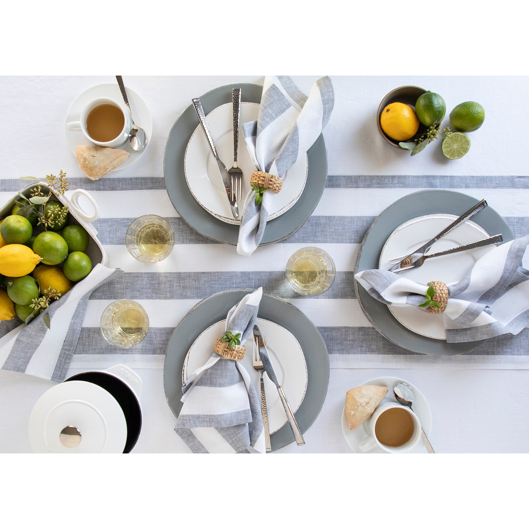 Premium Cabana Stripe Cotton Napkins Set of 12 - Soft & Absorbent for Beach Parties, Picnics & Outdoor Dining - Blue & White Striped Decorative Table Linens