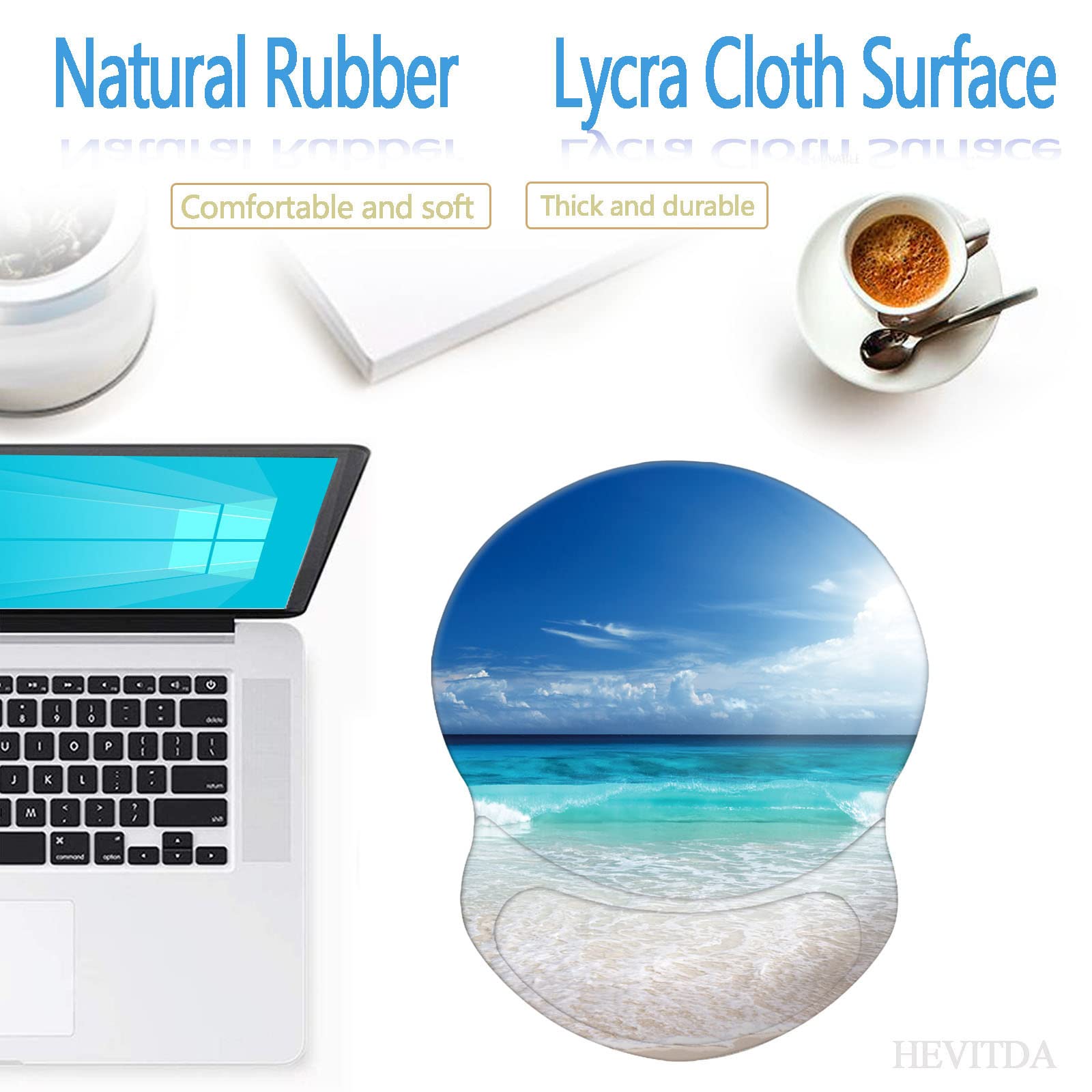 Ergonomic Mouse Pad with Wrist Support - Pain Relief Comfort Wrist Rest Pad for Gaming, Office & Home Use - Non-Slip PU Base for Computer, Laptop & Travel - Perfect for Work, Gaming & Beach Relaxation