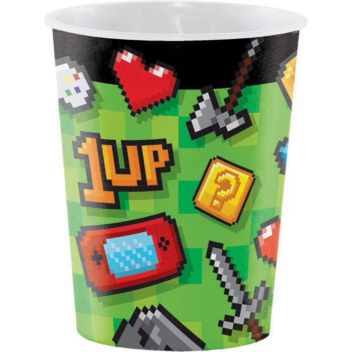 12-Piece Bulk Video Game Themed Party Cups - 16 oz Plastic Favor Cups for Gaming Parties, Birthday Celebrations & Events