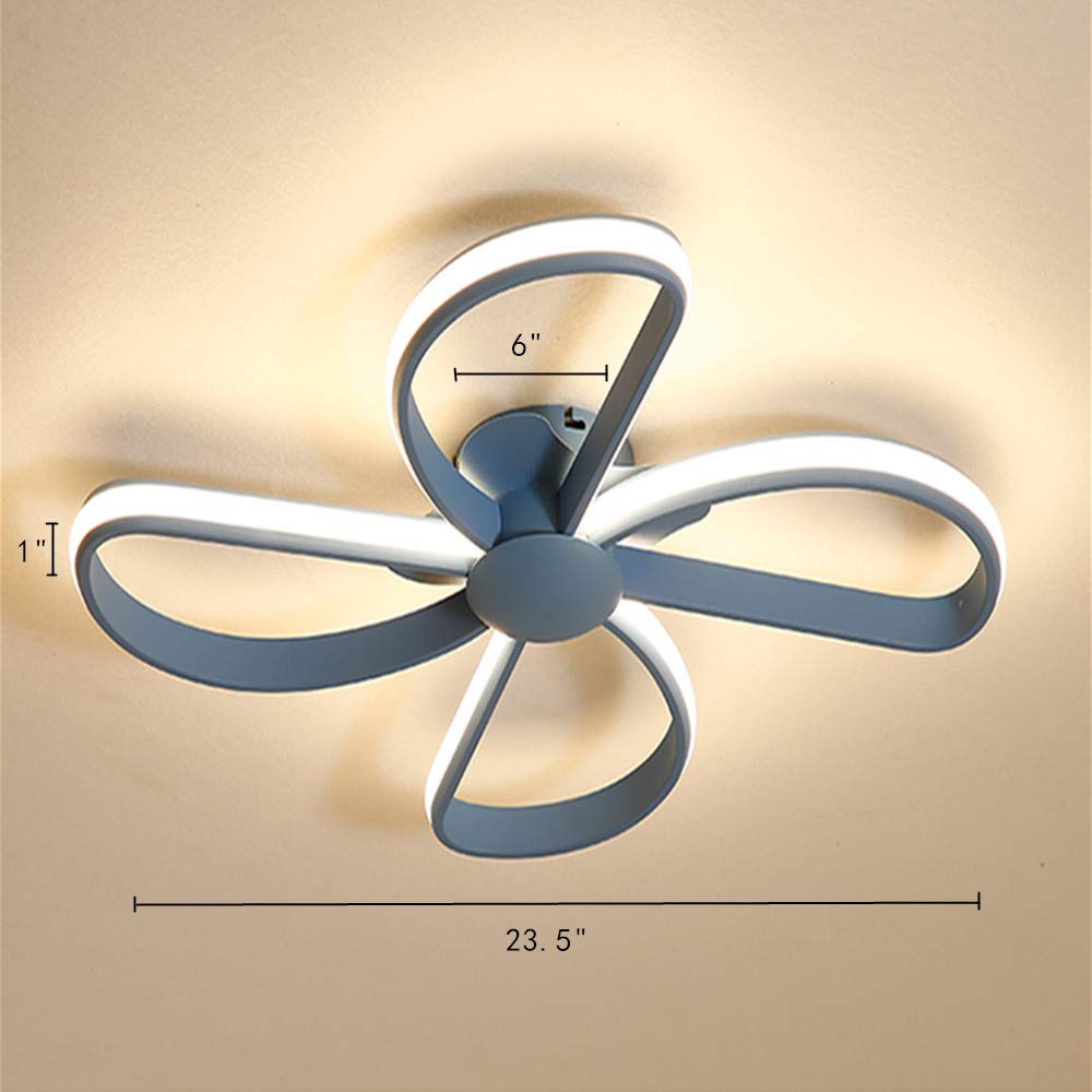 RUNNUP Modern Windmill Style LED Flushmount Ceiling Light - Chic Metallic Nursery & Kids Room Lighting Fixture with Warm Blue Glow - Perfect for Children's Bedrooms, Playrooms & Kindergarten Decor