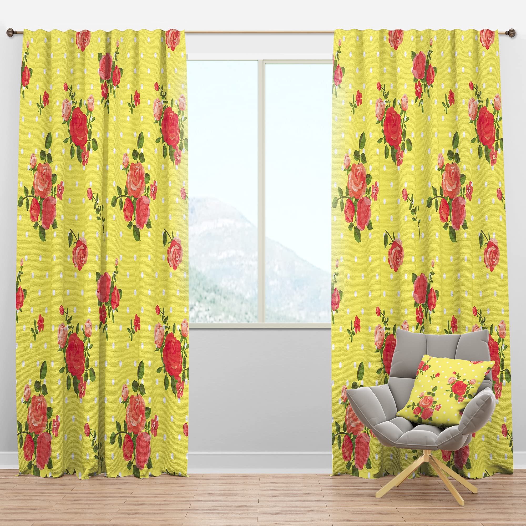 DesignQ Blackout Curtains - Vintage Floral Rose Pattern Thermal Insulated Window Drapes for Bedroom & Living Room (52x95, Single Panel) - Perfect for Light Blocking, Privacy & Energy Efficiency
