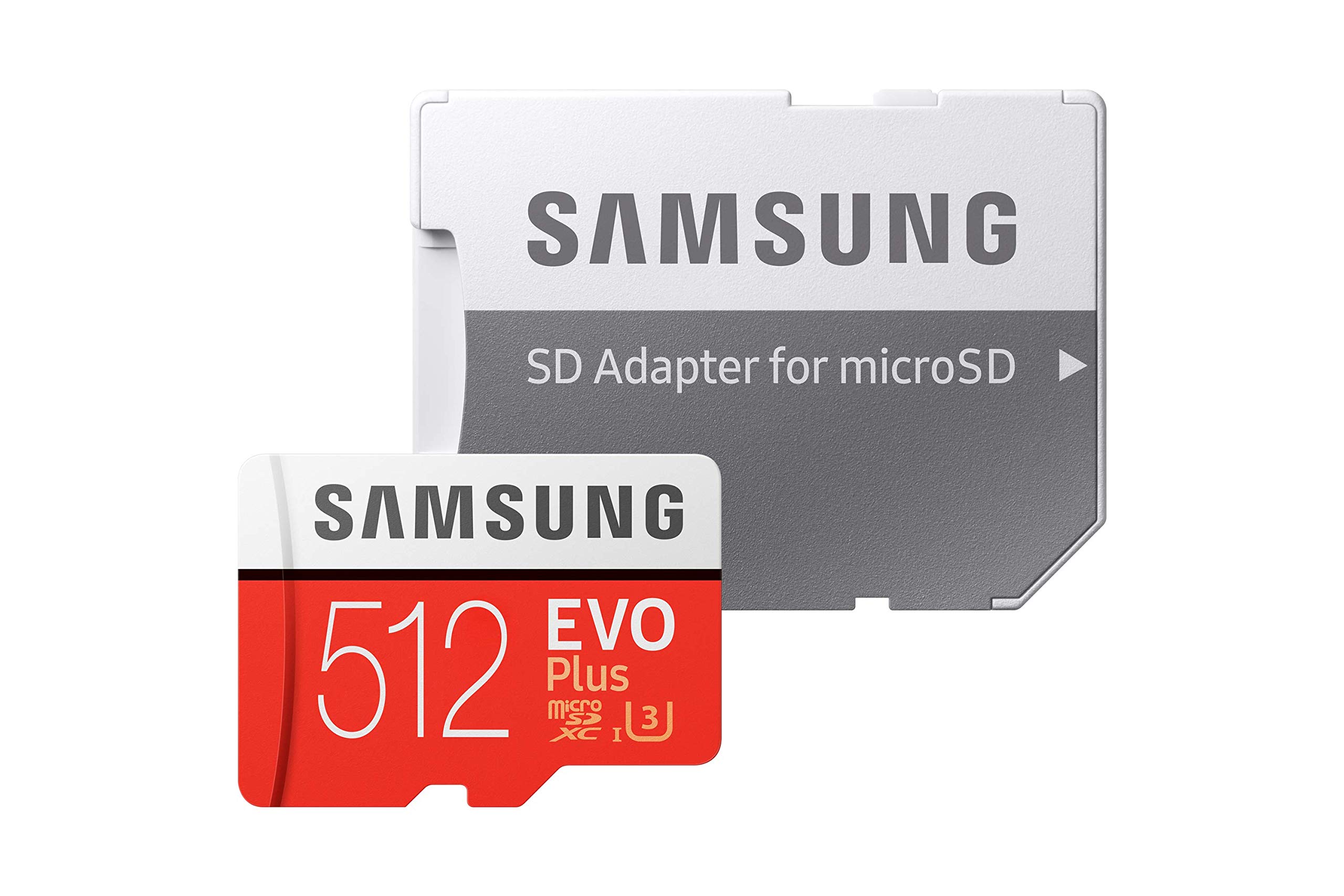 Samsung EVO Plus 512GB MicroSDXC UHS-I U3 Memory Card with Adapter - 100MB/s Read Speed for 4K UHD Video, Full HD, Smartphones, Drones, Action Cameras & Gaming Consoles (MB-MC512HA)