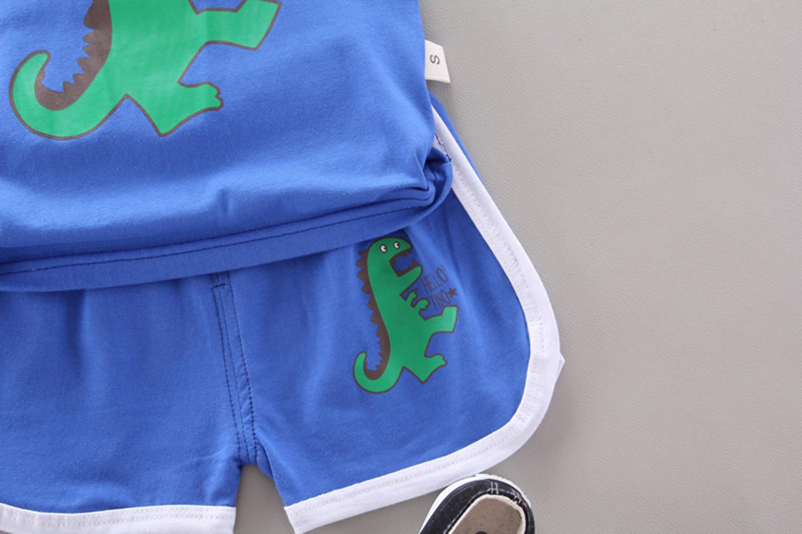 Dinosaur Print Cotton 2PC Summer Outfit Set for Toddler Girls & Boys - Soft Casual Playwear for Daycare, Beach & Outdoor Activities