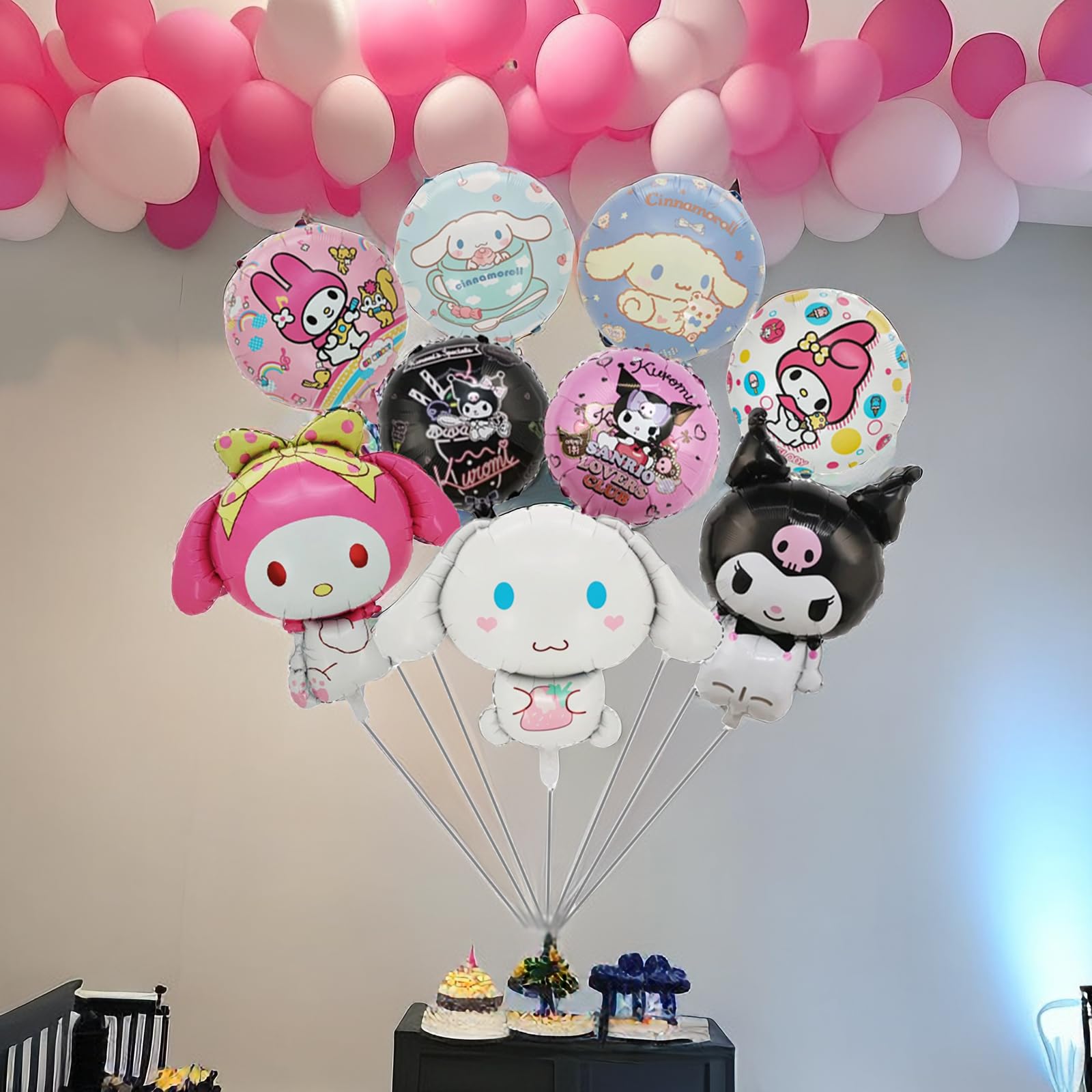 9Pcs Cute Anime Party Balloons - Double Sided Aluminum Film Balloons for Birthday Decorations, Anime Theme Party Supplies, Kawaii Home Decor & Photo Backdrop (Perfect for Cosplay Events, Baby Showers & Themed Celebrations)