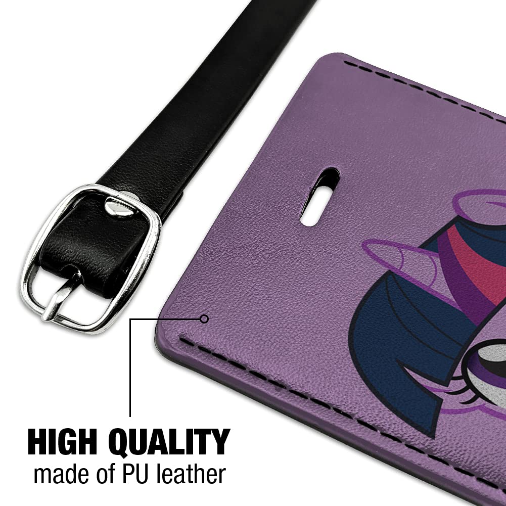 My Little Pony Twilight Sparkle Rectangle Leather Luggage Tag - Personalized ID Card Holder for Travel Bags, Suitcases & Backpacks | Perfect for Kids & Disney Fans