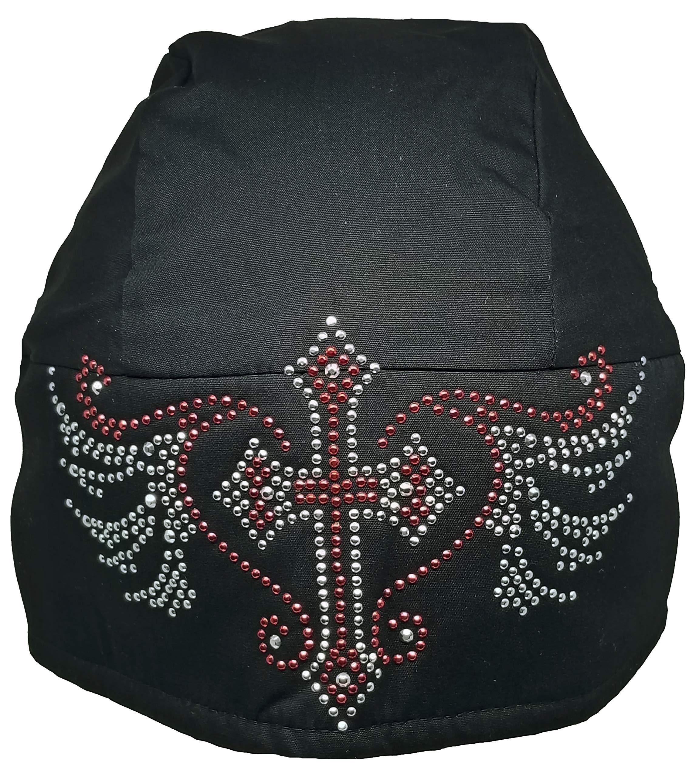 Christian Doo-Rag with Sweatband - Motorcycle Skull Cap for Bikers - Rhinestone Cross Angel Wings Design - Breathable & Comfortable for Riding, Sports & Outdoor Activities