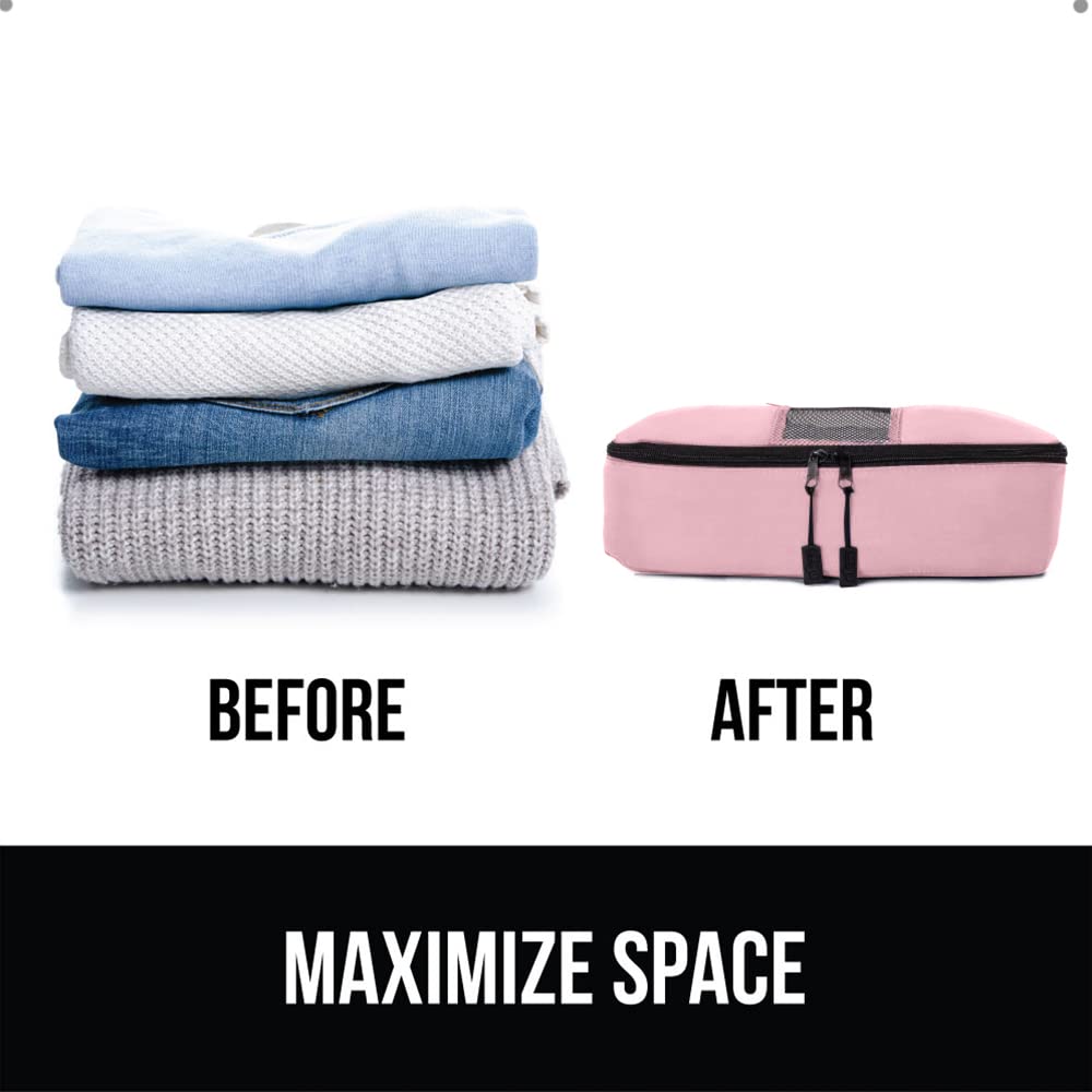 GORILLA GRIP 3-Piece Packing Cubes Set - Durable Mesh Travel Organizers for Suitcase, Clothes, Toiletries & Shoes - Perfect Carry-On Luggage Accessories for Airplane Travel - Ideal for Business Trips, Vacations & Weekend Getaways (Pink)