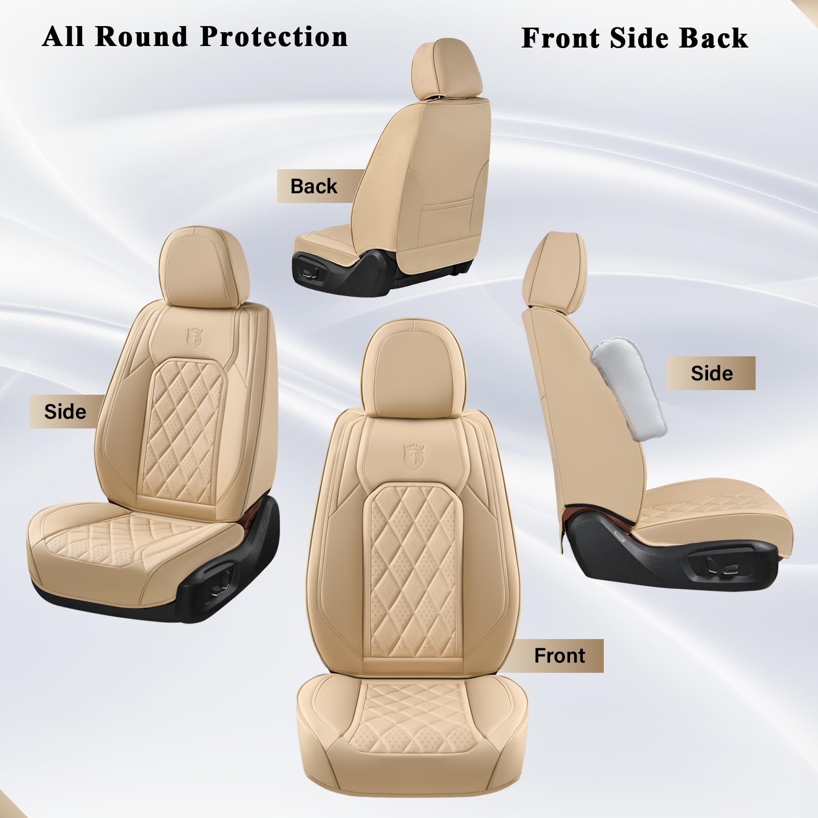 Premium Front Seat Covers 2-Pack - Universal Faux Leather Waterproof Car Seat Protectors for Most Vehicles | Luxury Beige Auto Accessories | Perfect for Daily Commute, Road Trips & Pet Protection