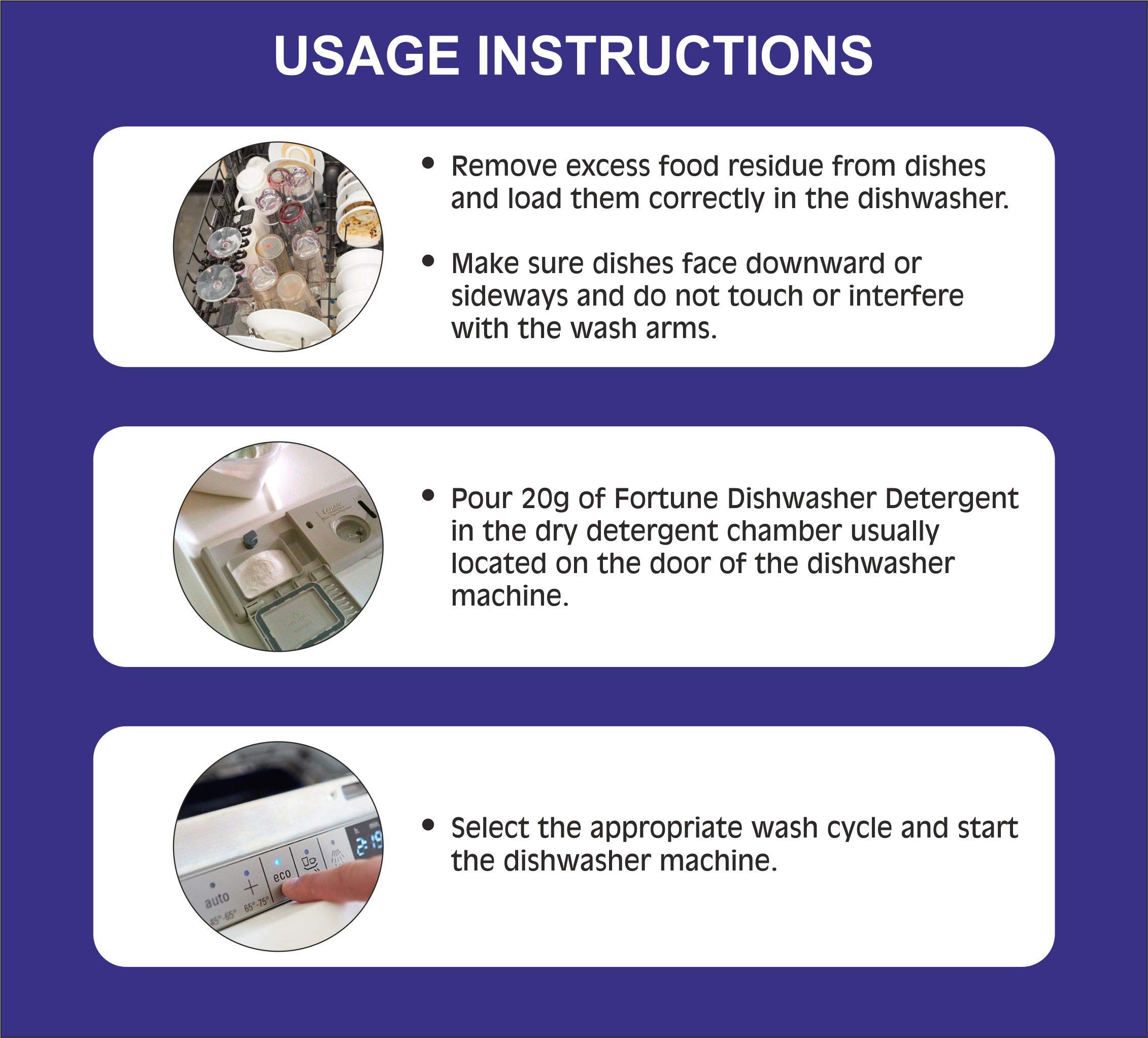 Fortune Dishwasher Detergent Bars - 5 Pack (1 Kg Each) | Universal Compatibility with All Dishwasher Brands | Powerful Cleaning for Tough Grease & Stains | Ideal for Home, Restaurant & Commercial Use
