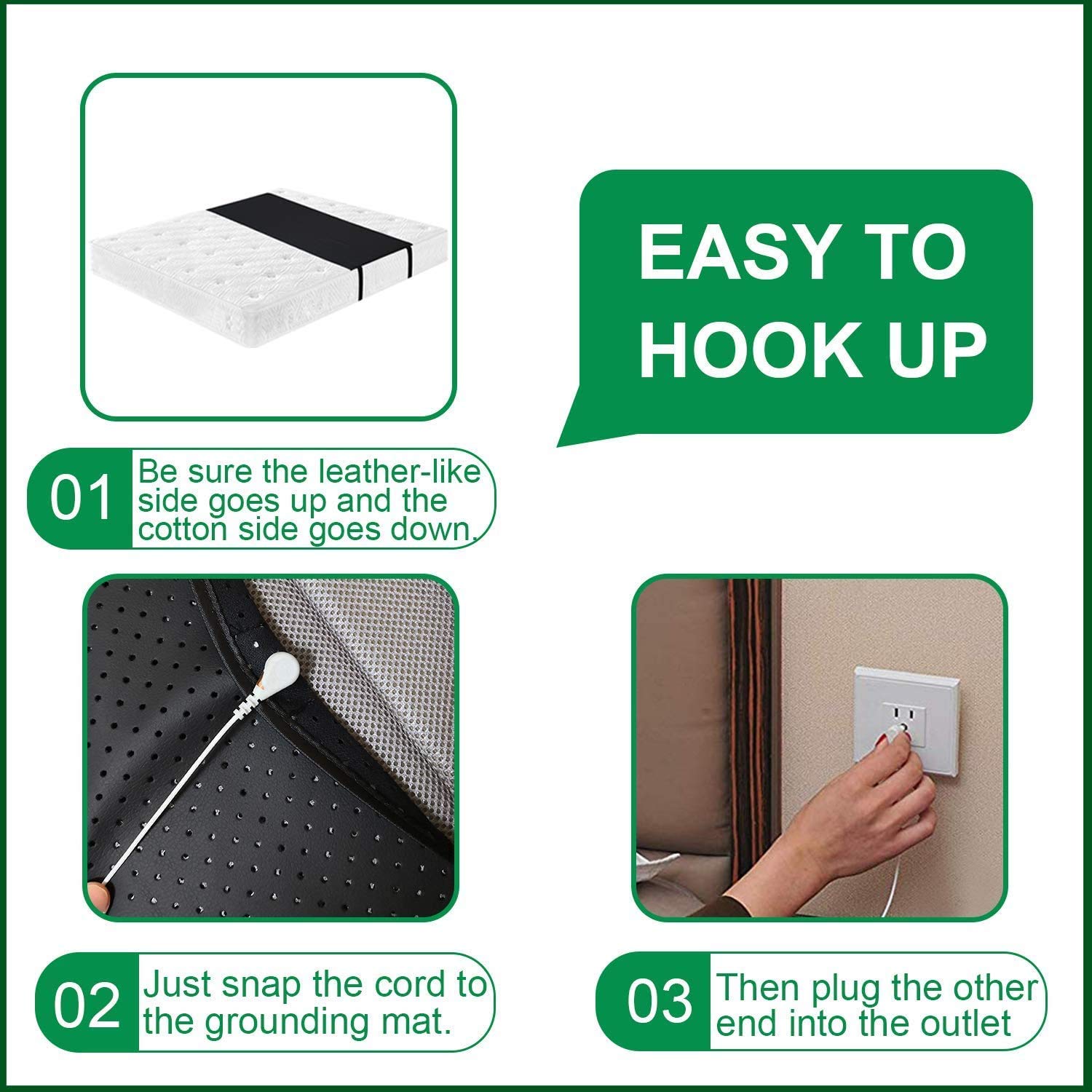 Premium Grounding Mat for Sleeping - 100% Conductive Carbon Leatherette Earthing Sheet with Perforated Design | Grounding Therapy Mat for Better Sleep & Stress Relief | Ideal for Home, Office & Travel Use