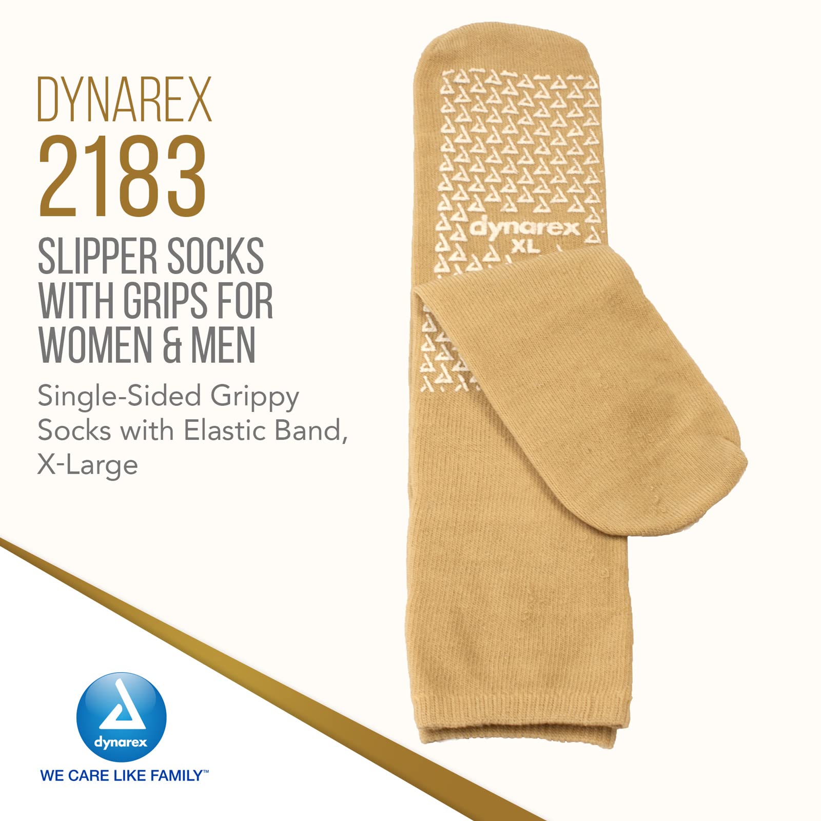 Dynarex Non-Slip Slipper Socks with Grips for Women & Men - Anti-Skid Hospital Socks with Elastic Band, Latex-Free Grip Socks (48 Pairs Bulk Pack) - Perfect for Hospital, Home Care, and Elderly Safety