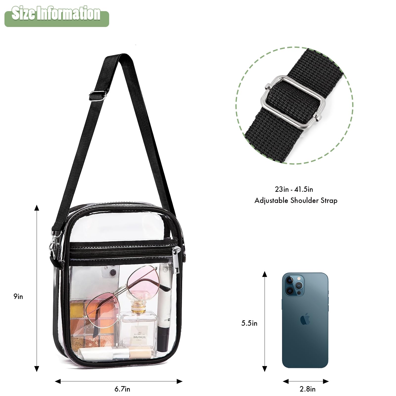Clear Stadium Bag for Women - Transparent Crossbody Purse & Backpack for Concerts, Sports Events, and Travel - FAA Approved Security Tote