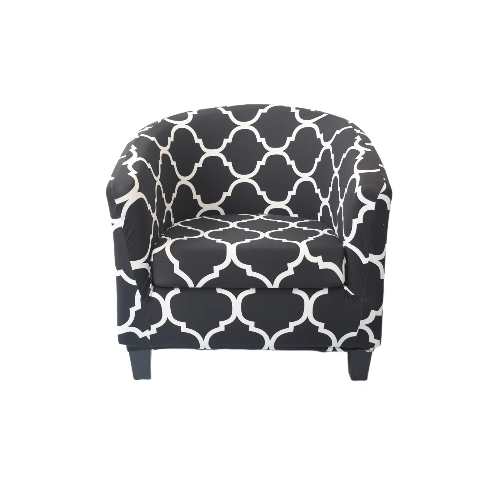 2-Piece Stretch Slipcover Set for Club Chairs & Barrel Swivel Chairs - Printed Furniture Protector Covers for Living Room, Office, or Dining Room - Easy Fit Armchair Covers (Style 04)