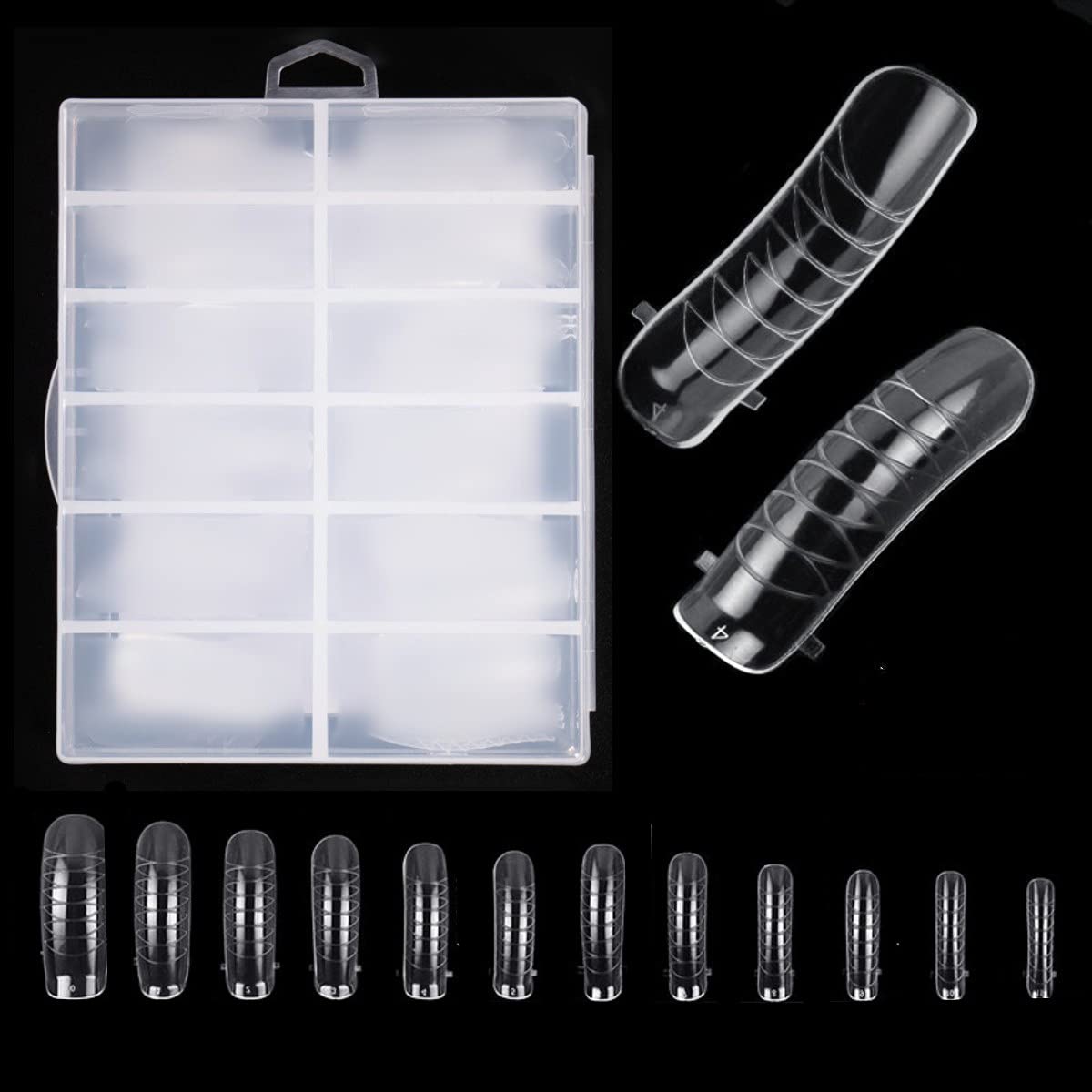 120 Pcs Quick Building Nail Mold Tips - Dual Forms for Finger Extension & Nail Art - UV Gel & Acrylic Nail Extension Tool with Scale - Perfect for Salon, DIY Manicure & Home Nail Art