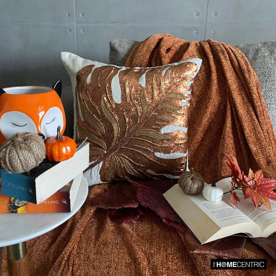 Autumn Maple Leaf Throw Pillow Cover - Copper & Orange Linen Decorative Cushion Case for Fall Home Decor | Perfect for Sofa, Bed, Couch and Seasonal Home Styling