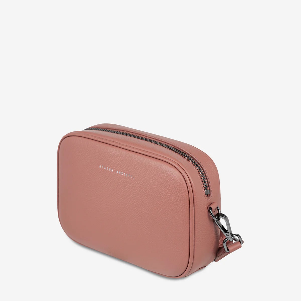 Status Anxiety Plunder Crossbody Bag with Webbed Strap in Dusty Rose | Fashionable Women's Shoulder Purse for Work, Travel & Everyday Use