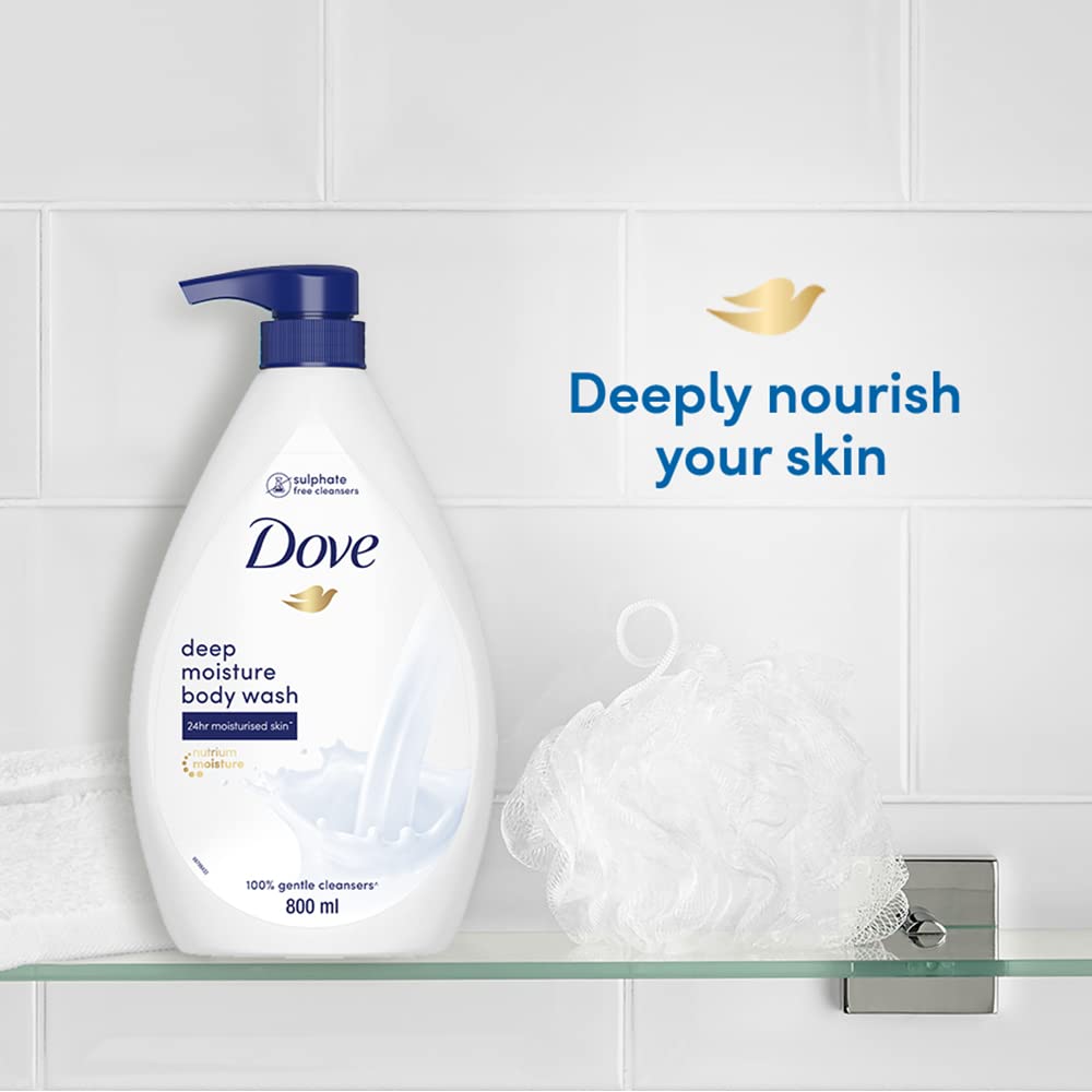 Dove Deeply Nourishing Body Wash with Exfoliating Beads - 800ml for Softer & Smoother Skin | Hydrating Shower Gel for Dry Skin Care | Daily Moisturizing Body Cleanser for Women & Men (Packaging May Vary)