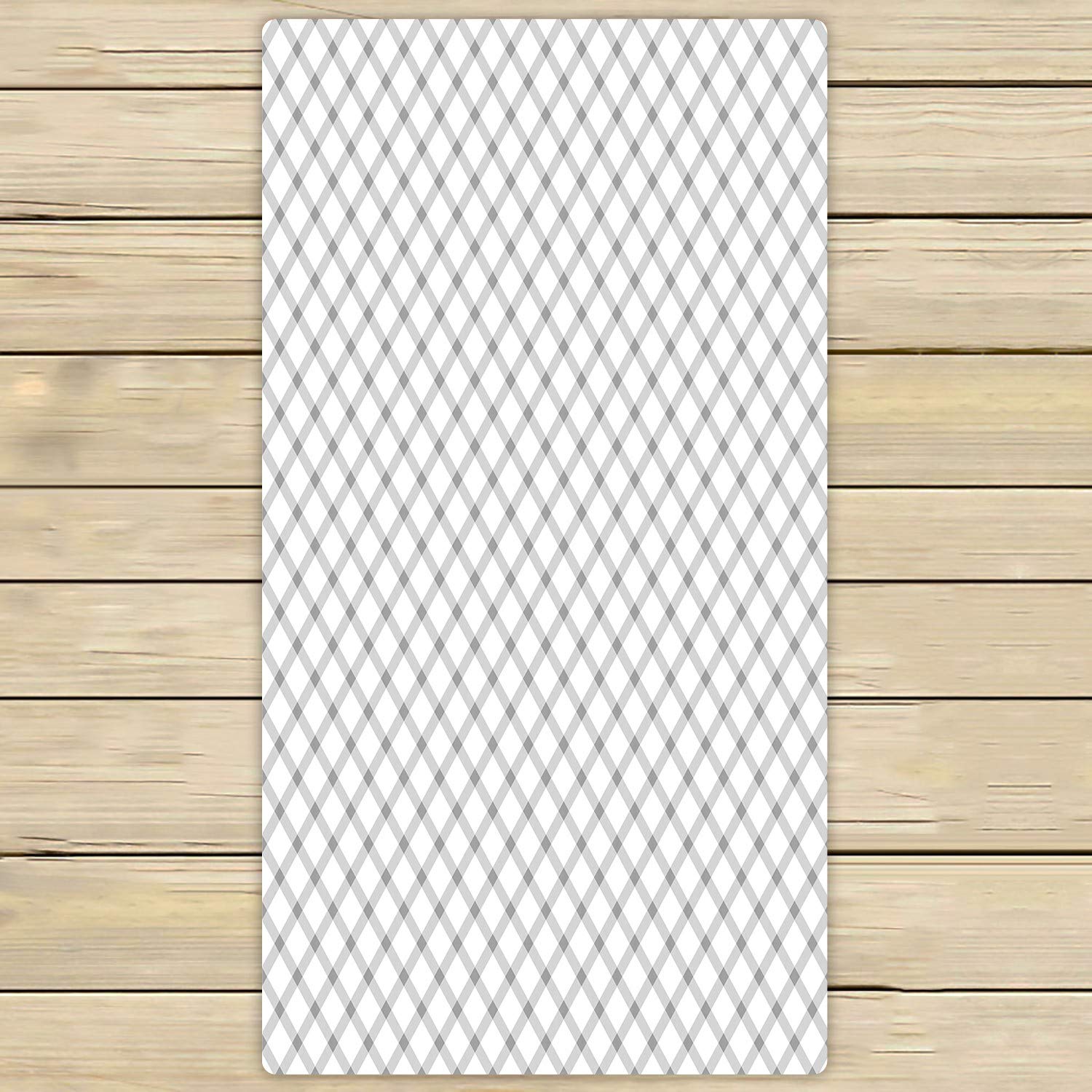 ECZJNT Light Gray Gingham Beach Towel 30x56 Inch - Soft Bath & Shower Towel for Home, Pool, Travel & Outdoor Use | Quick-Dry Sand-Resistant