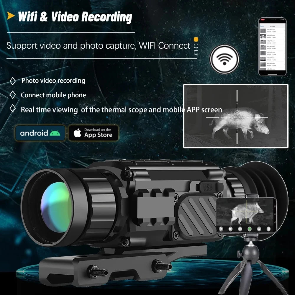Thermal Imaging Monocular with Laser Rangefinder - IP67 Waterproof, Pseudo Color & Heat Detection - Perfect for Hunting, Wildlife Observation, and Security Surveillance