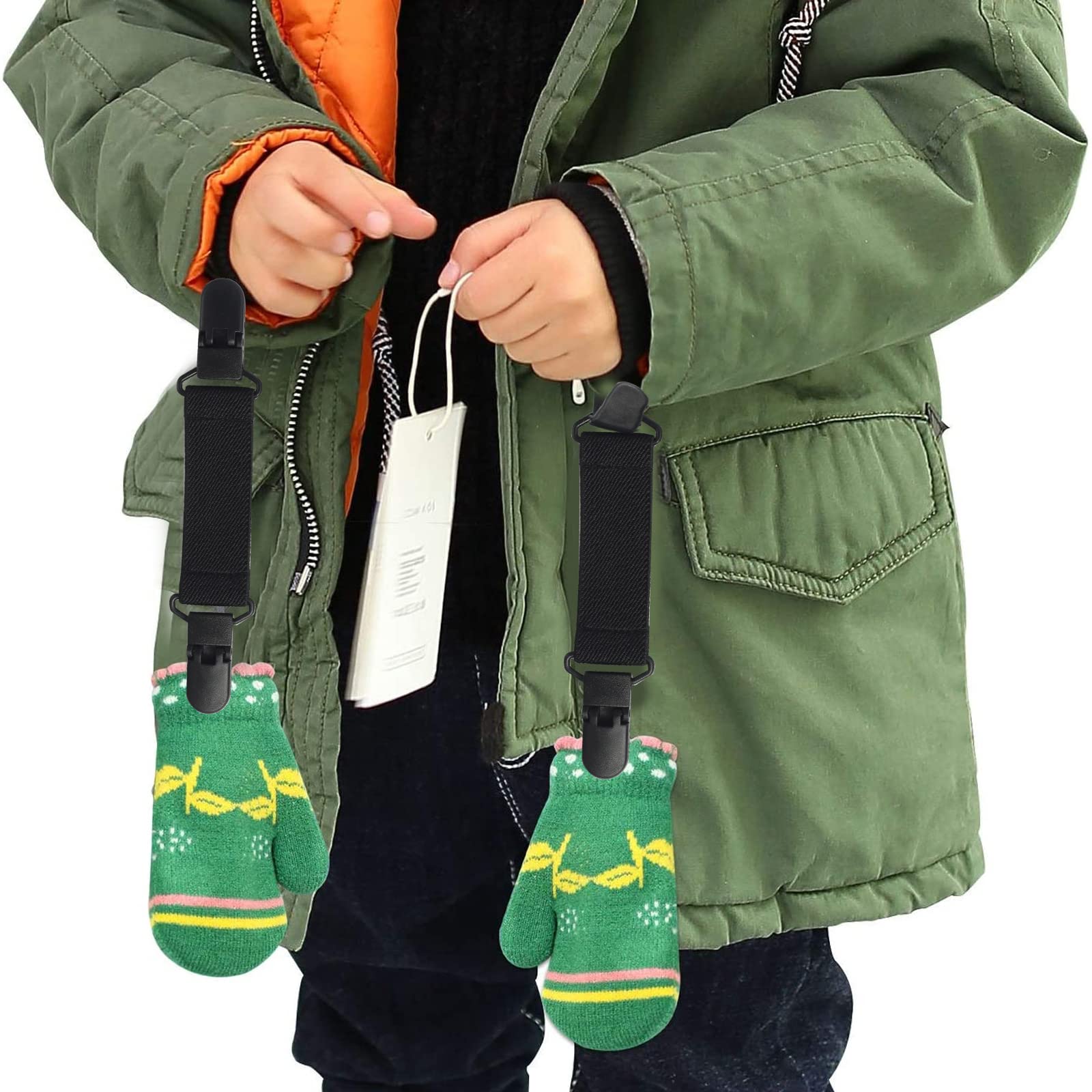 4 Pack Anti-Lost Mitten Clips for Kids & Adults - Winter Hat & Glove Holders with Adjustable Elastic Straps - Perfect for Toddlers, Boys & Girls - Keep Mittens Secure During Outdoor Play, Skiing & Snow Activities